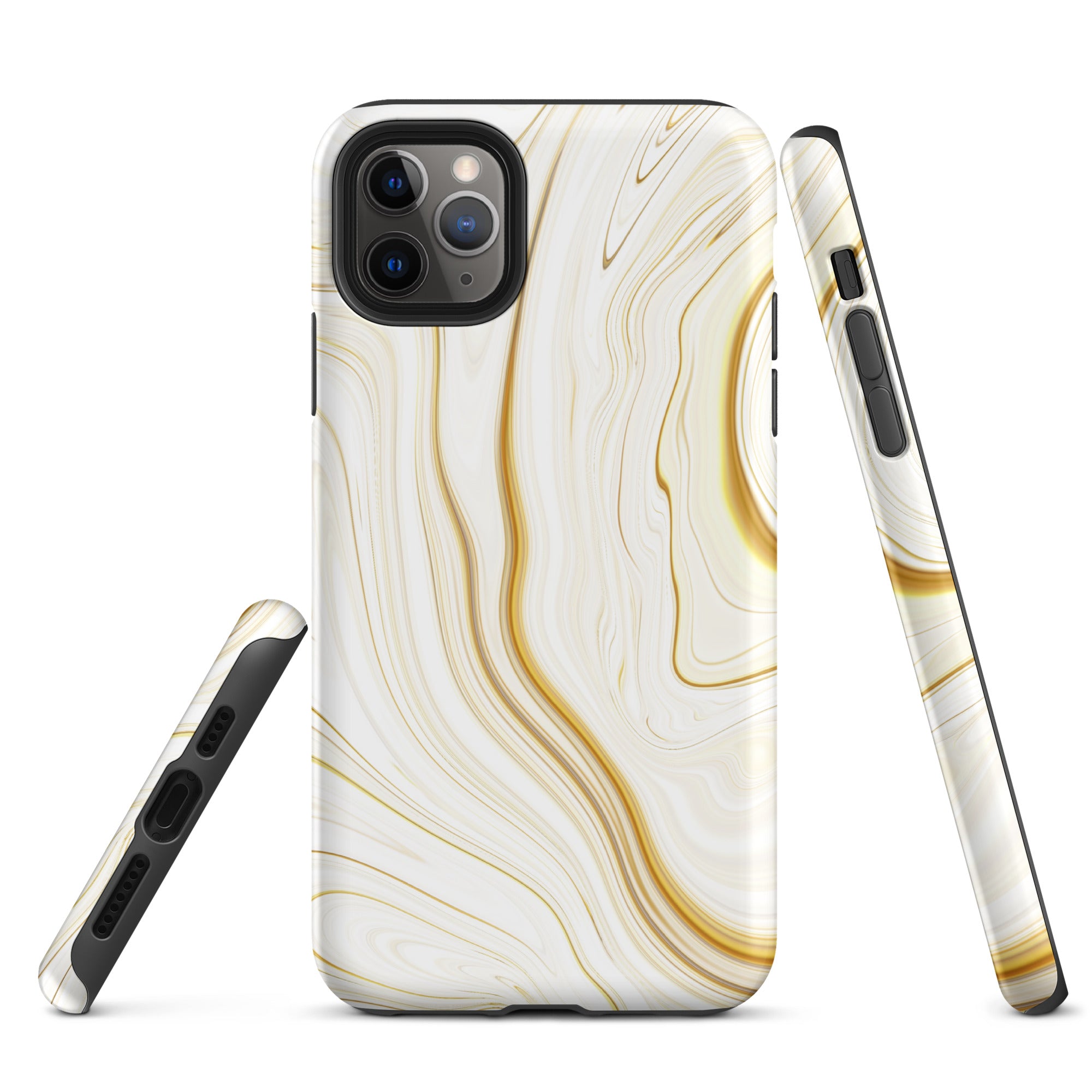 Tough Case for iPhone®- Liquid Gold Marble White