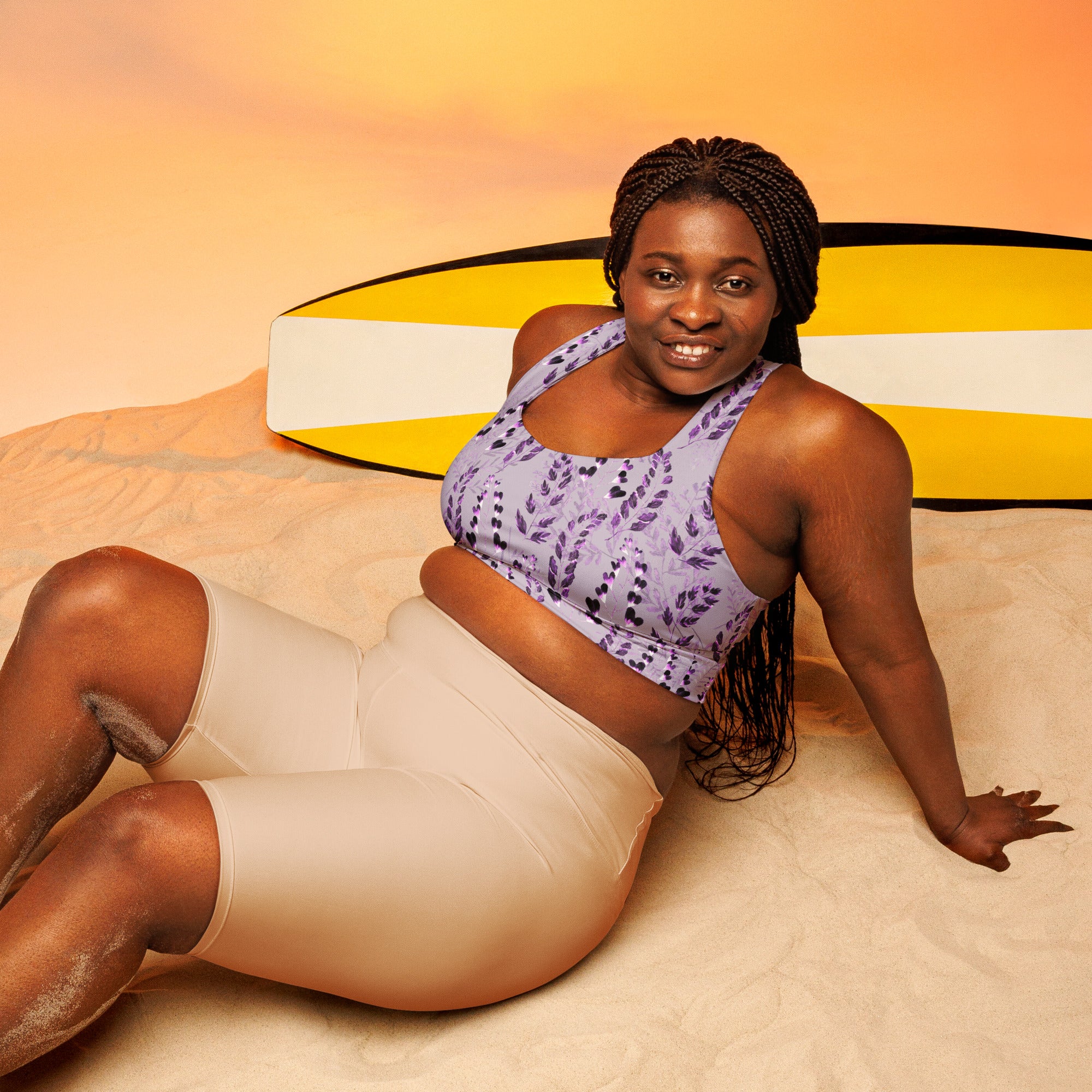 Longline sports bra- Purple Fern