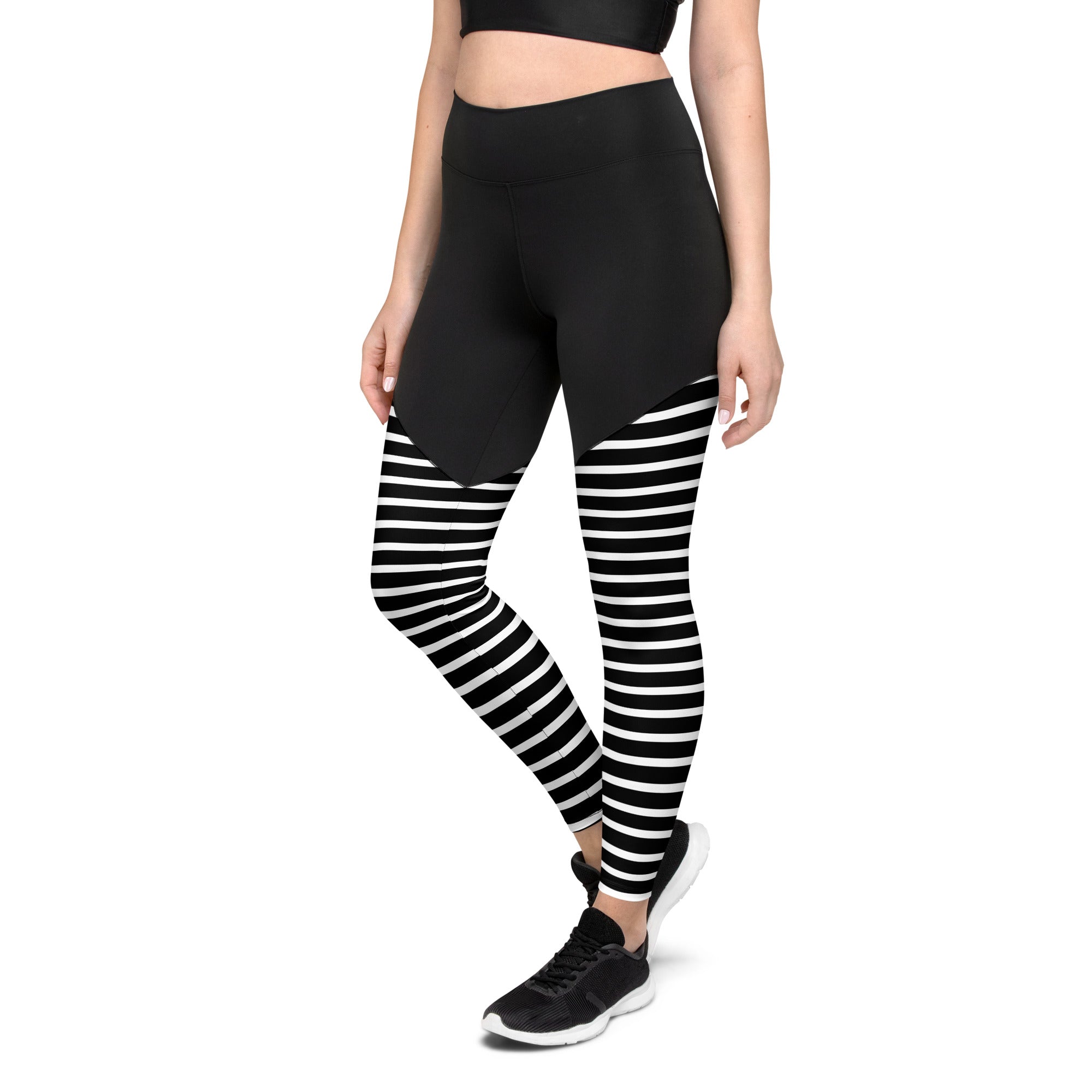 Sports Leggings- Black Stripes