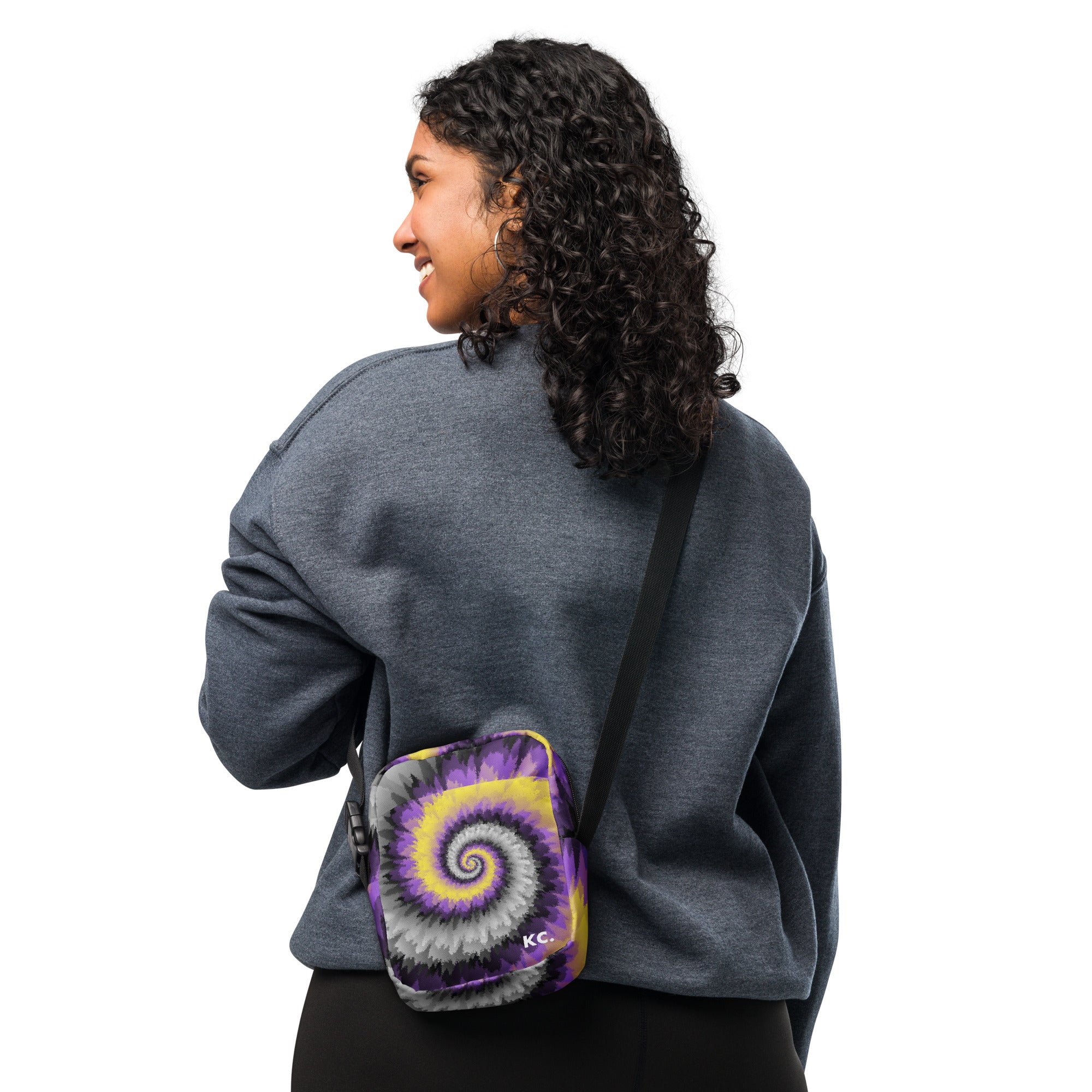 Utility crossbody bag-Tie Dye Spiral - Nonbinary