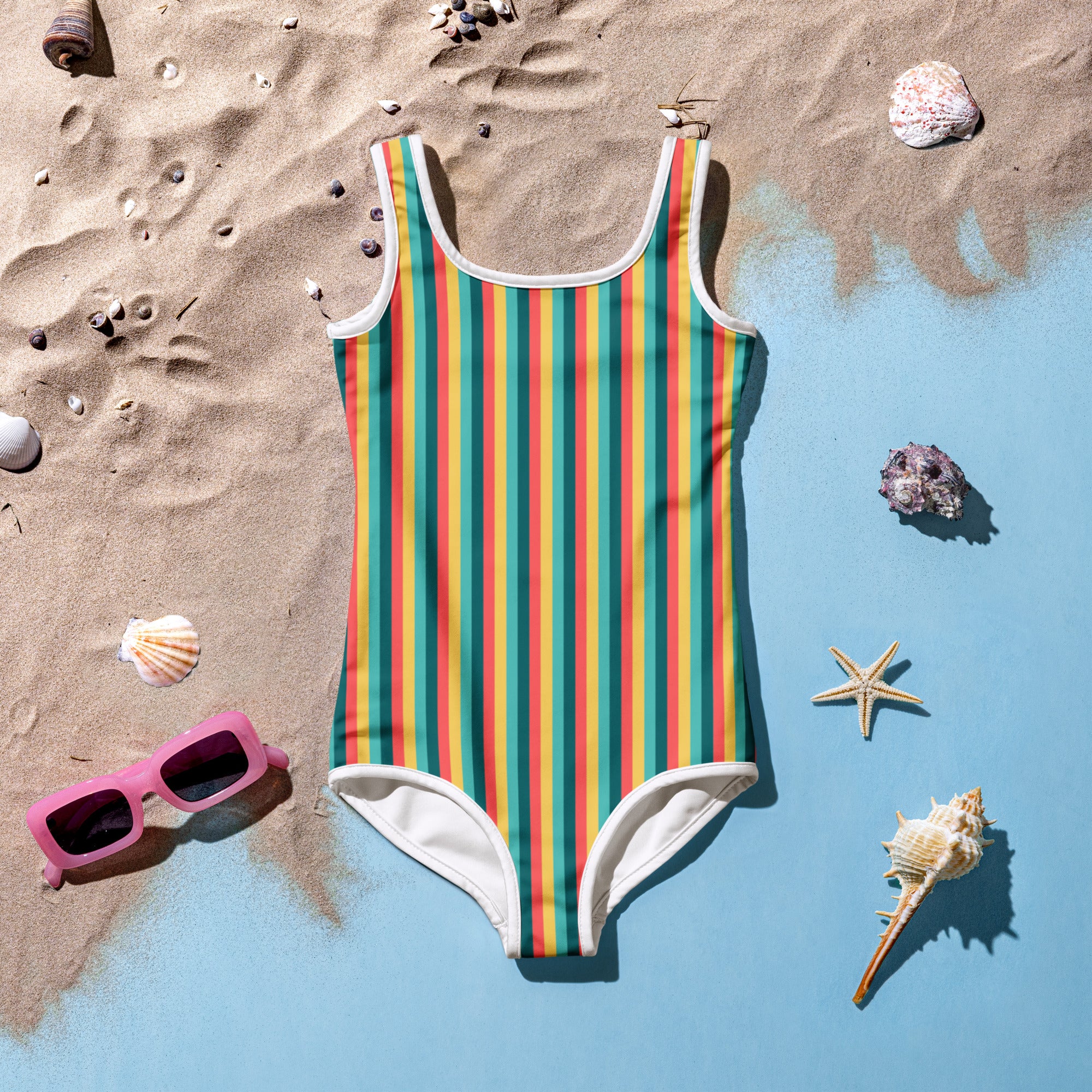Colorful Striped Kids Swimsuit X