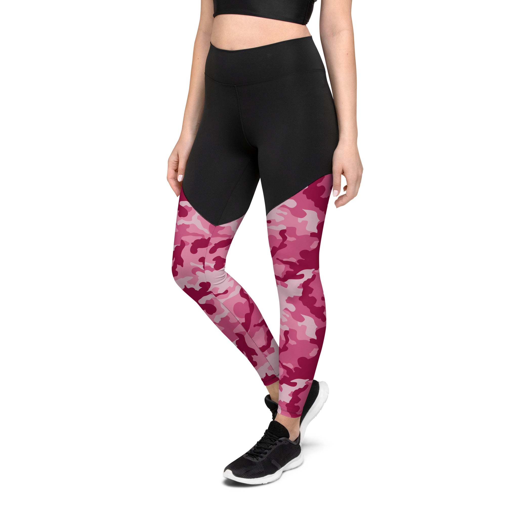 Sports Leggings- Camo Dark Pink