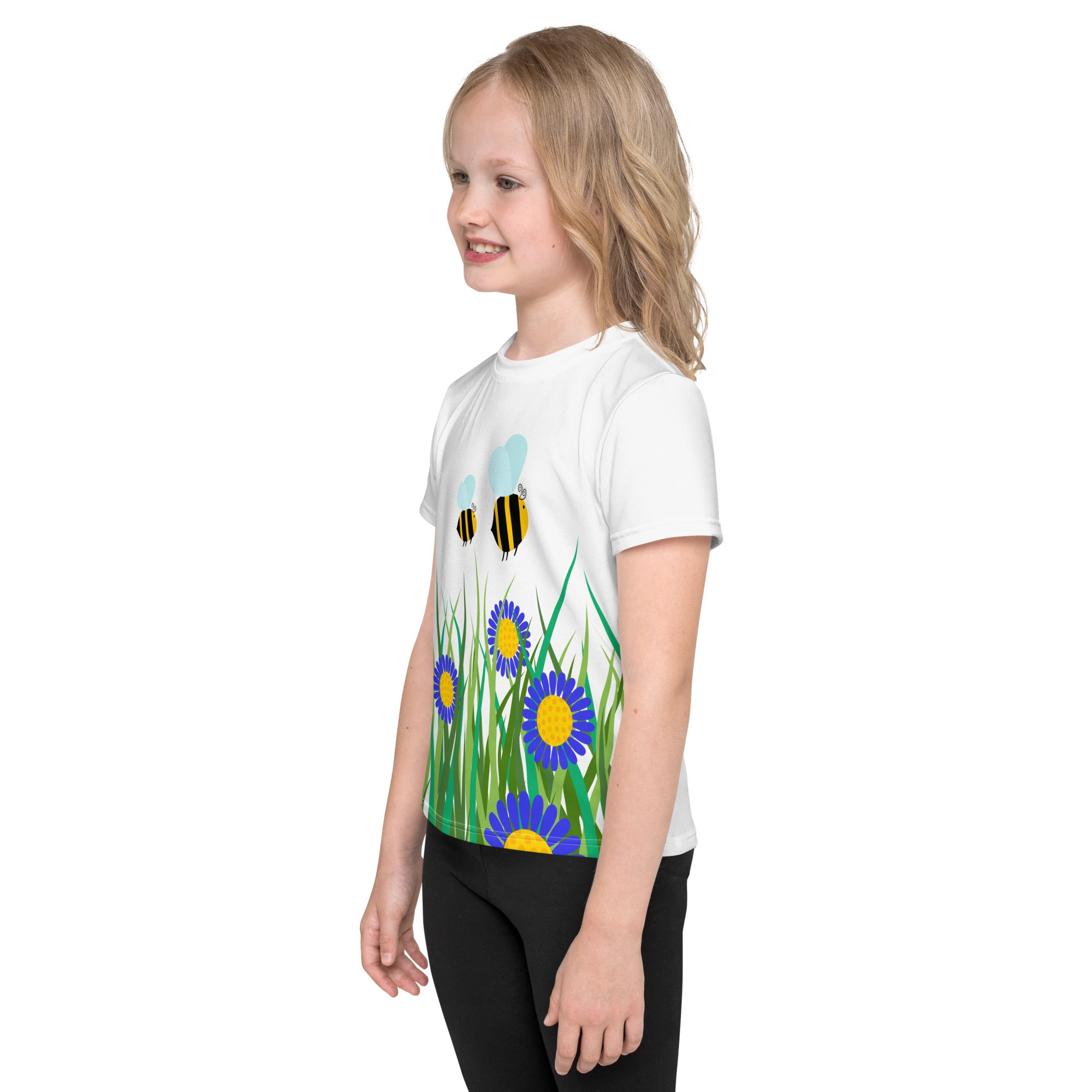 Kids crew neck t-shirt-Beetiful Flower Garden II White