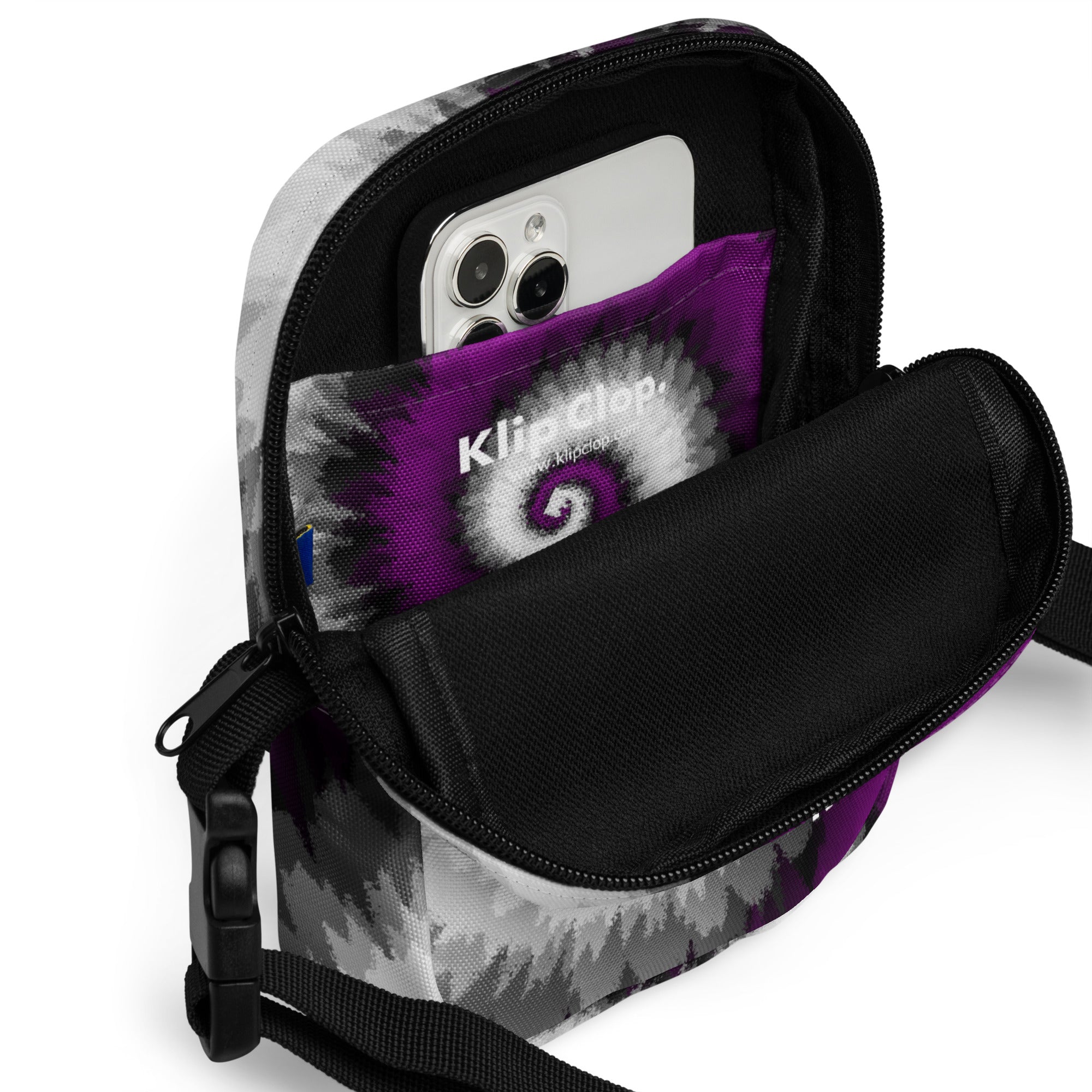 Utility crossbody bag-Tie Dye Spiral - Asexual