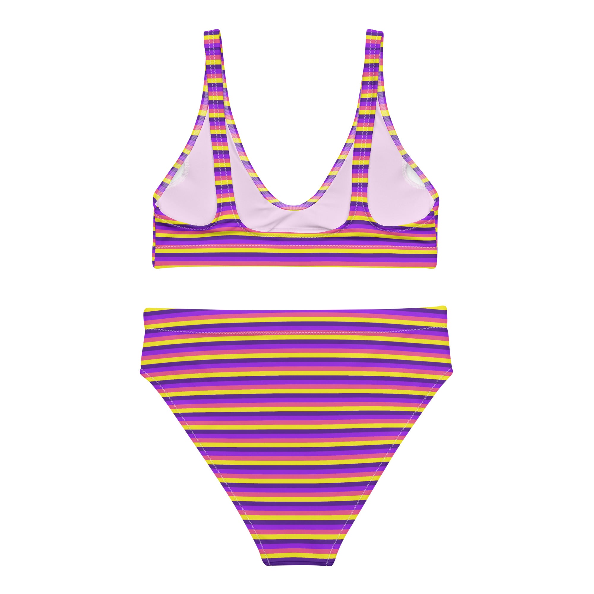 Recycled High-Waisted Colorful Striped Bikini VI