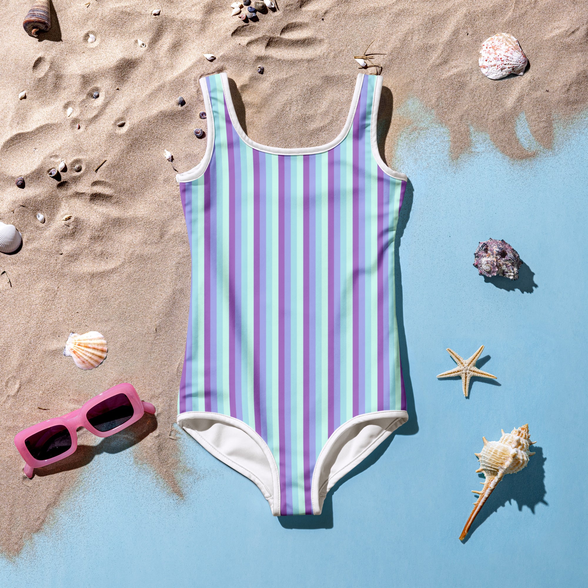 Colorful Striped Kids Swimsuit IX