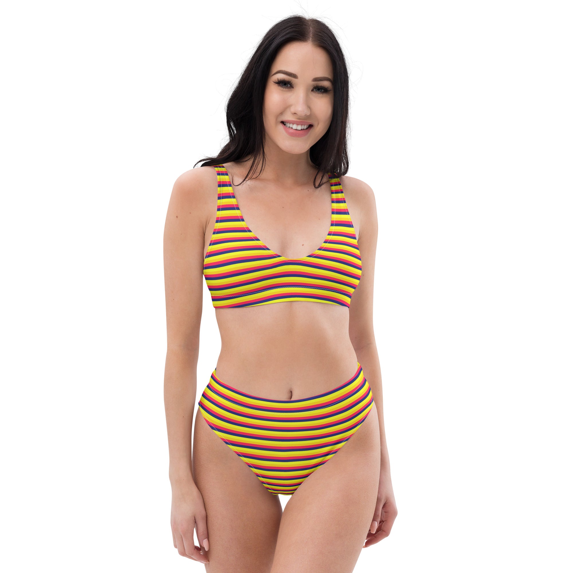 Recycled High-Waisted Colorful Striped Bikini VII