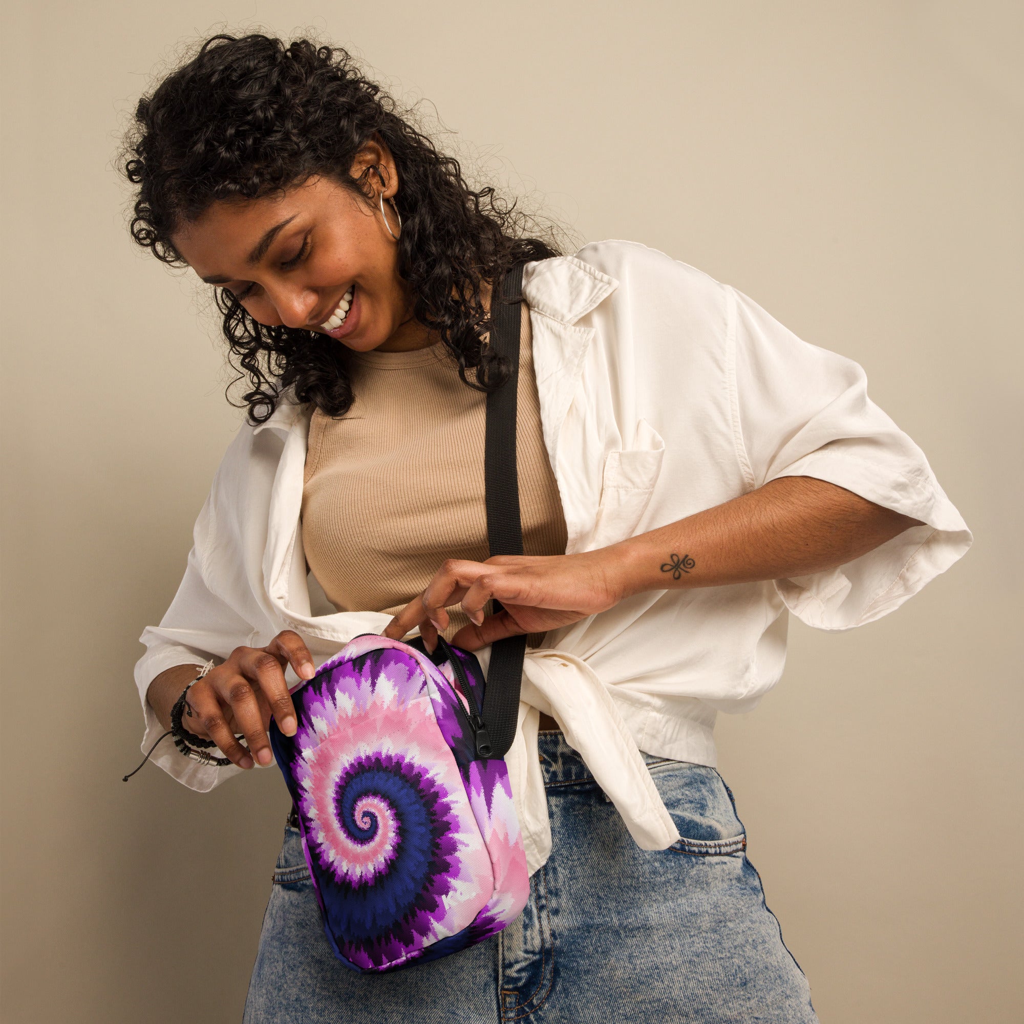 Utility crossbody bag-Tie Dye Spiral - Genderfluid