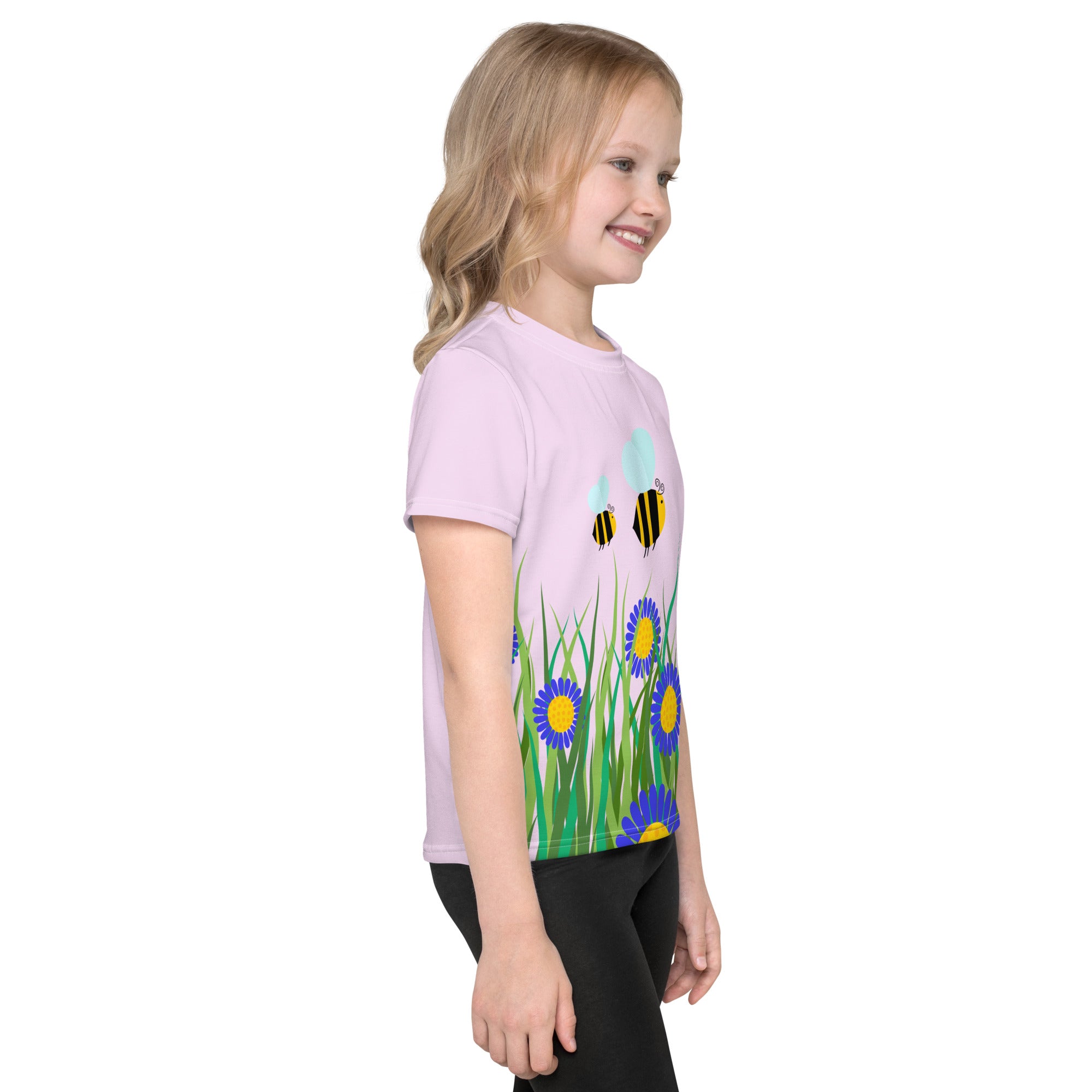 Kids crew neck t-shirt-Beetiful Flower Garden II Selago