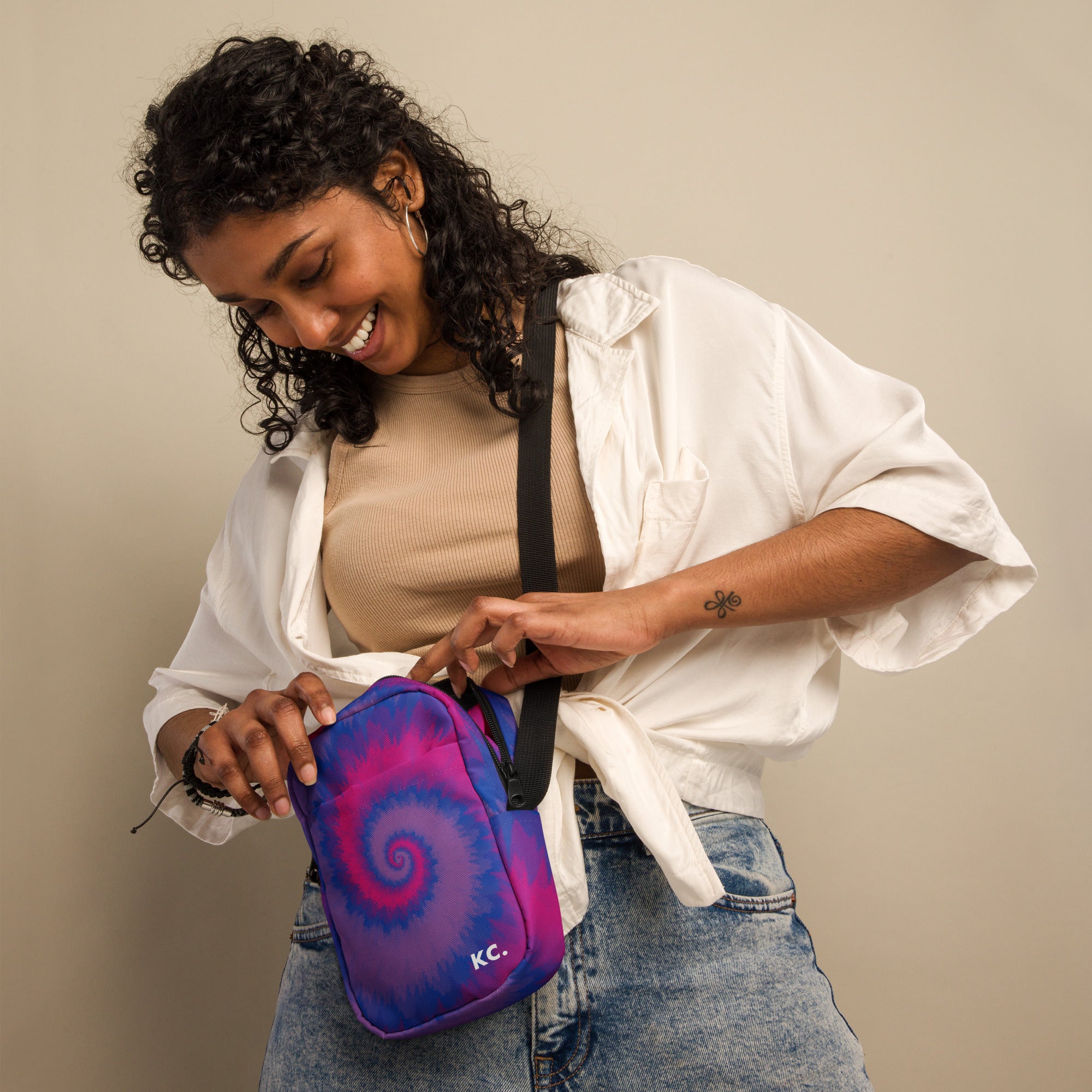 Utility crossbody bag-Tie Dye Spiral - Bisexual