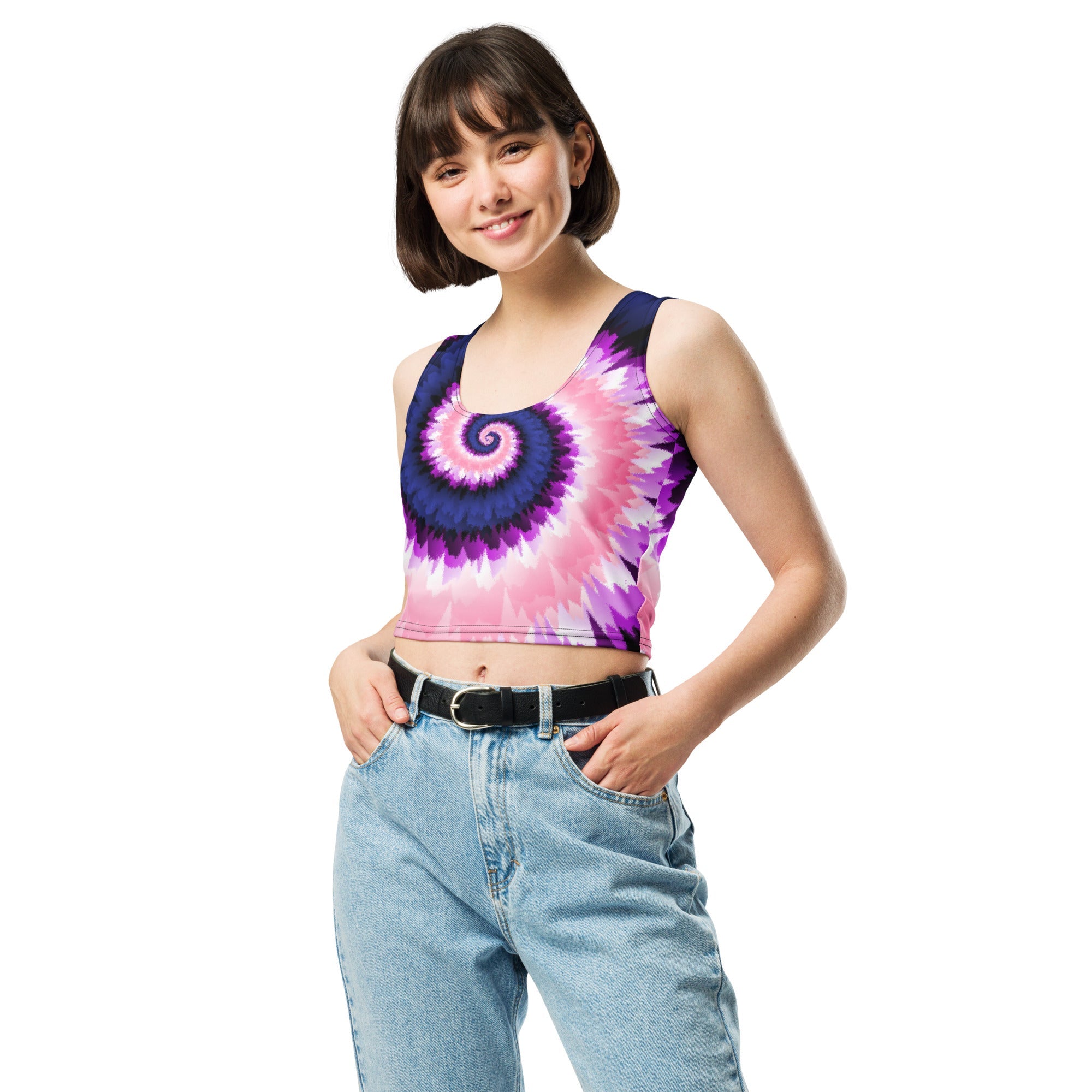 Crop Top-Tie Dye Spiral - Genderfluid