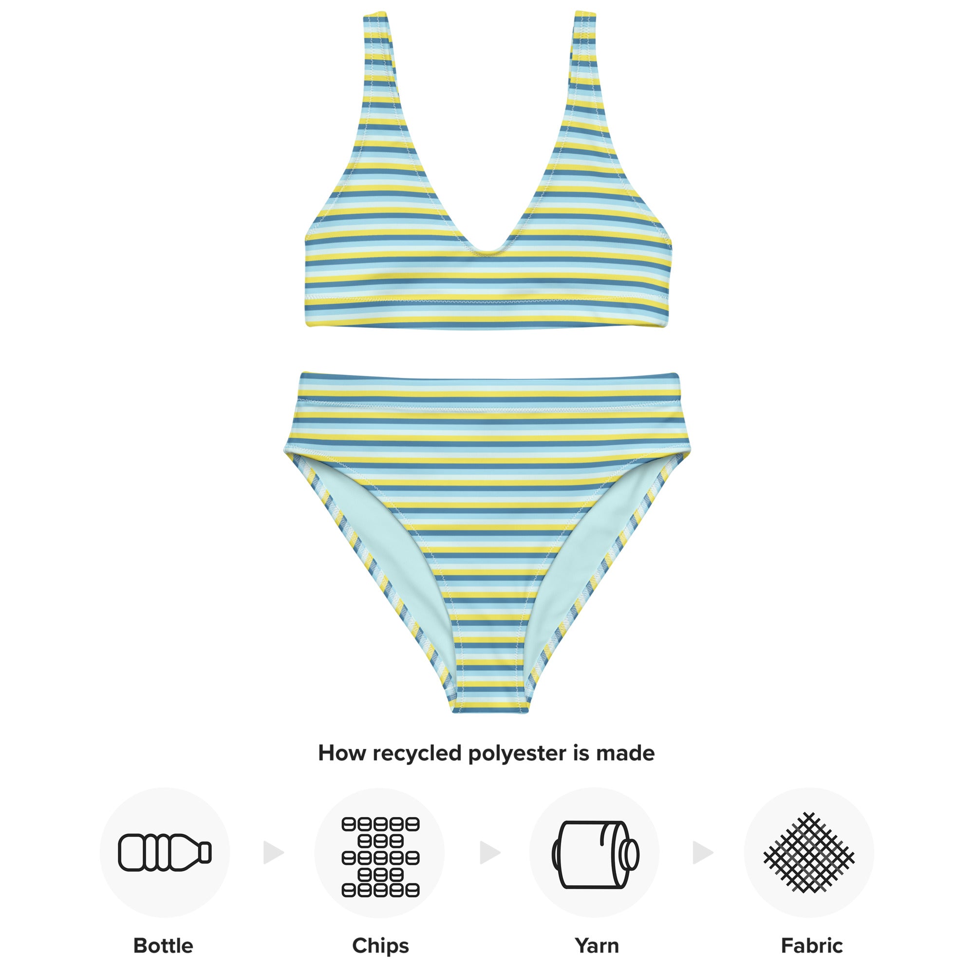 Recycled High-Waisted Colorful Striped Bikini I