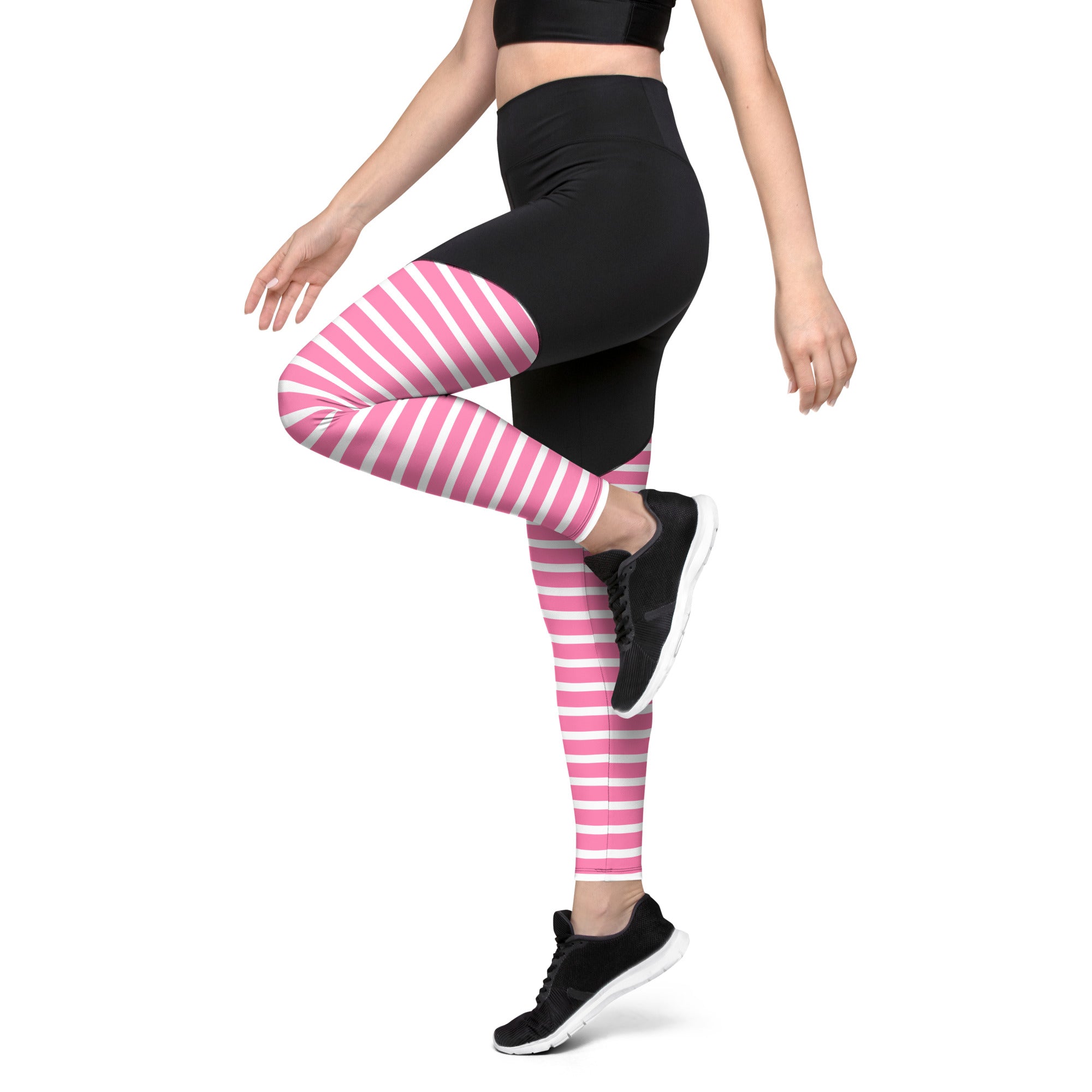Sports Leggings- Pink Stripes