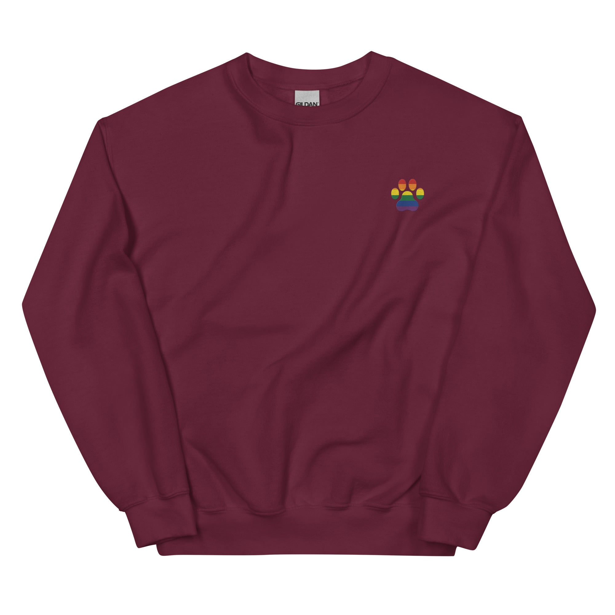 Dog Paw Embroidered Unisex Sweatshirt-Rainbow