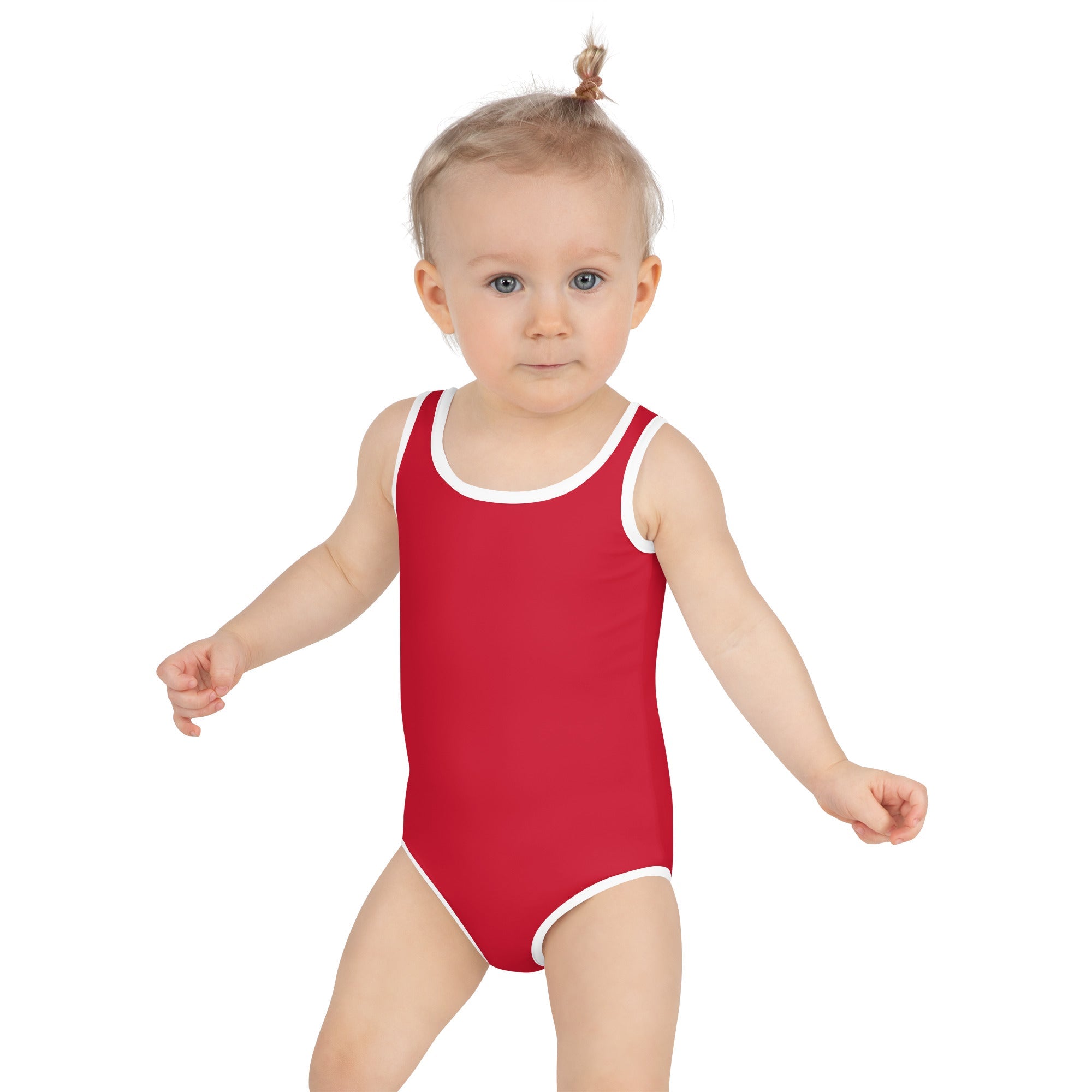 All-Over Print Kids Swimsuit- Red