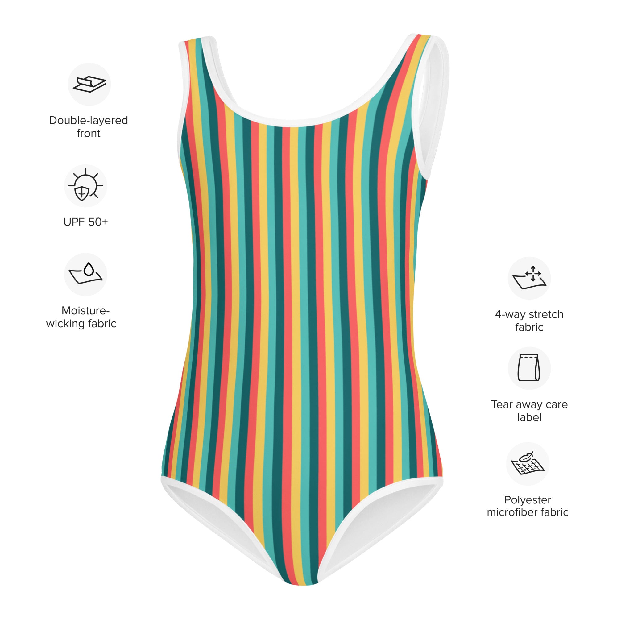 Colorful Striped Kids Swimsuit X