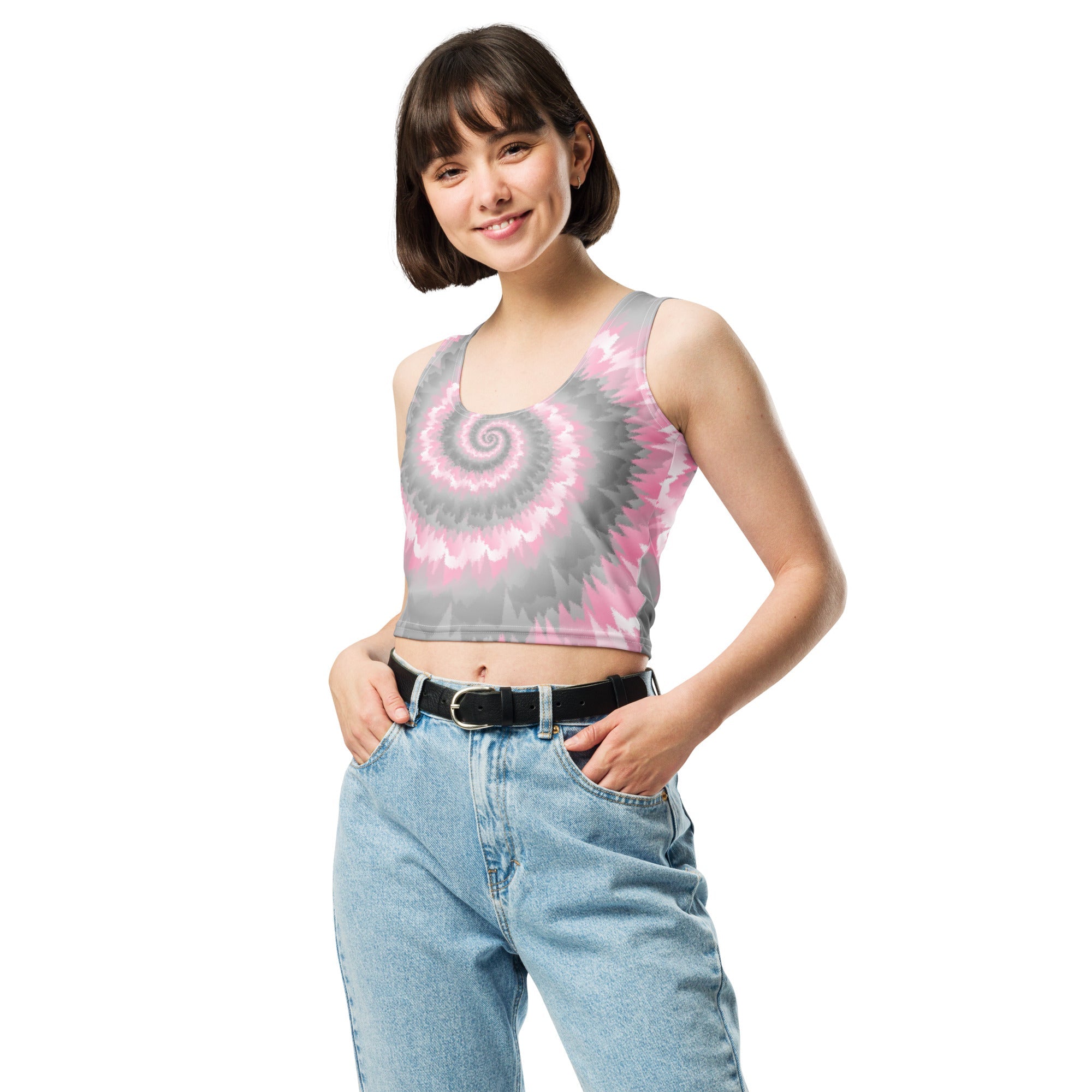 Crop Top-Tie Dye Spiral - Demigirl