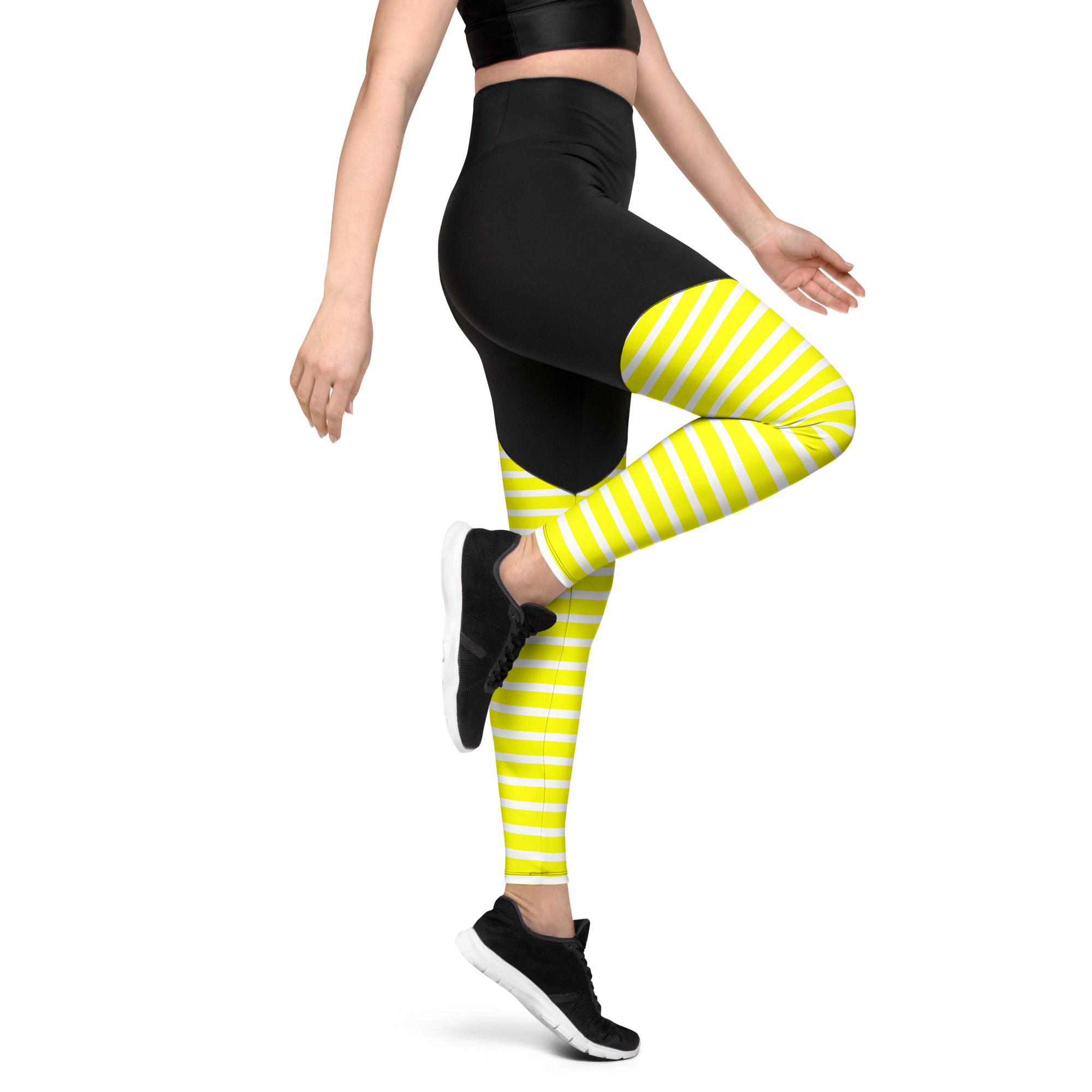 Sports Leggings- Yellow Stripes