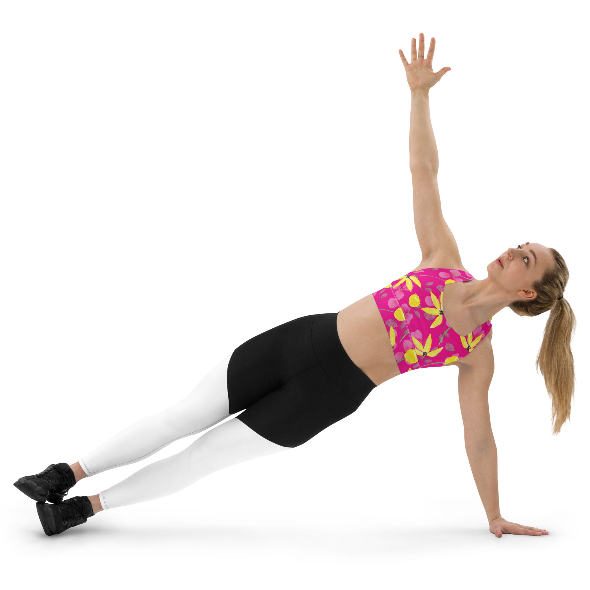 Longline sports bra- Summer Flowers Red