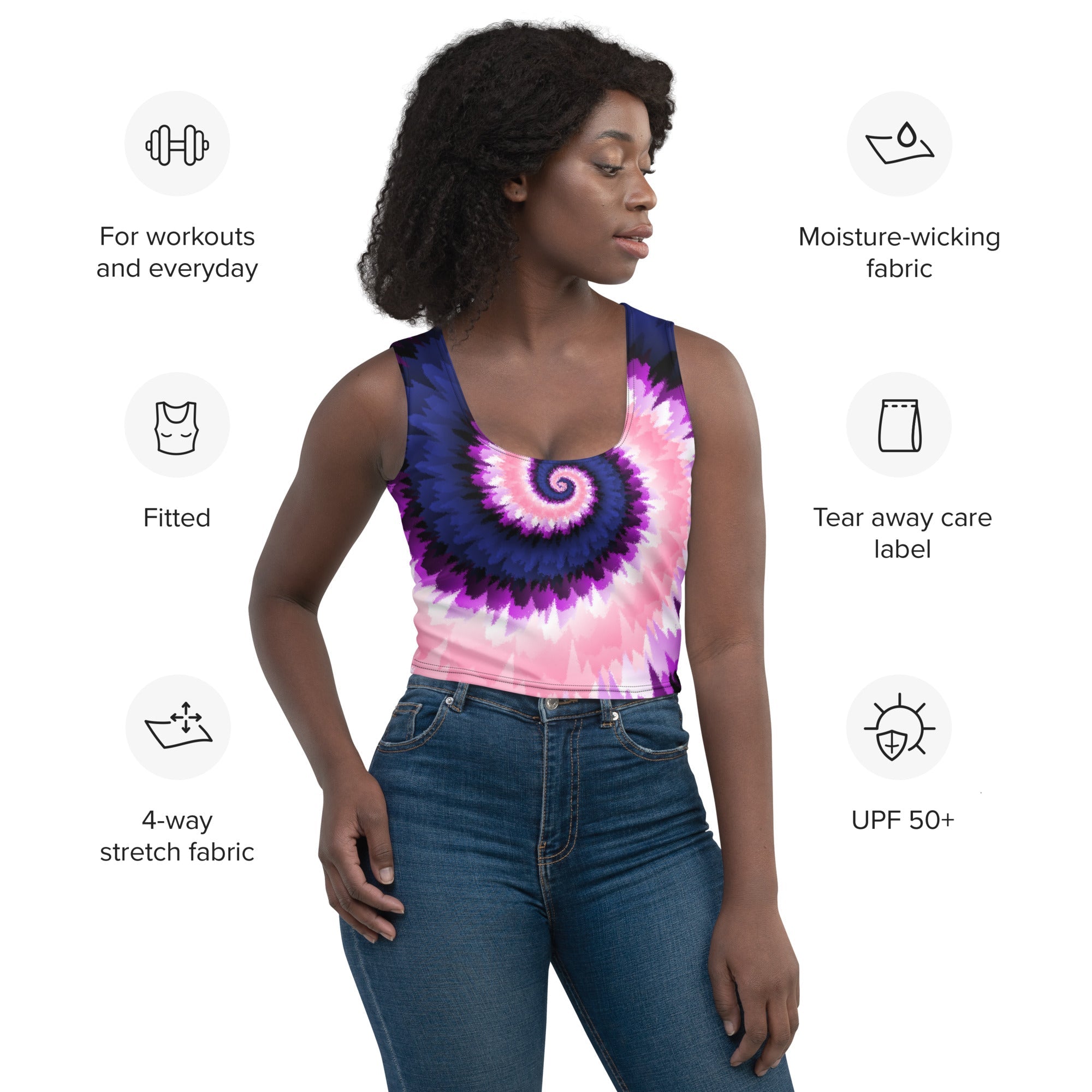 Crop Top-Tie Dye Spiral - Genderfluid