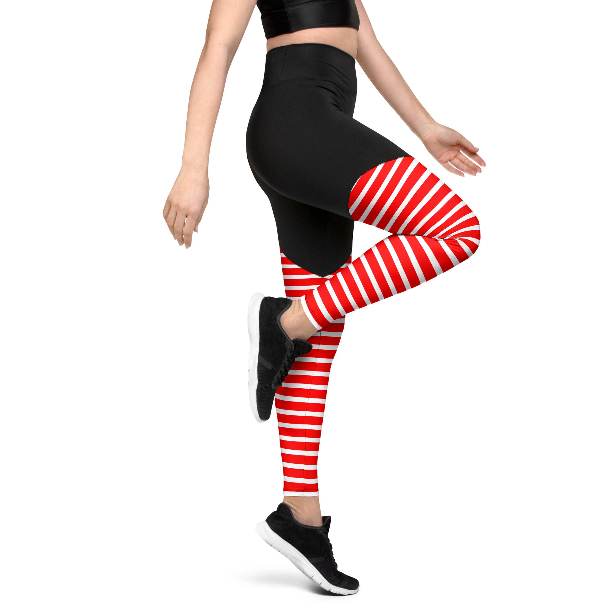 Sports Leggings- Red Stripes