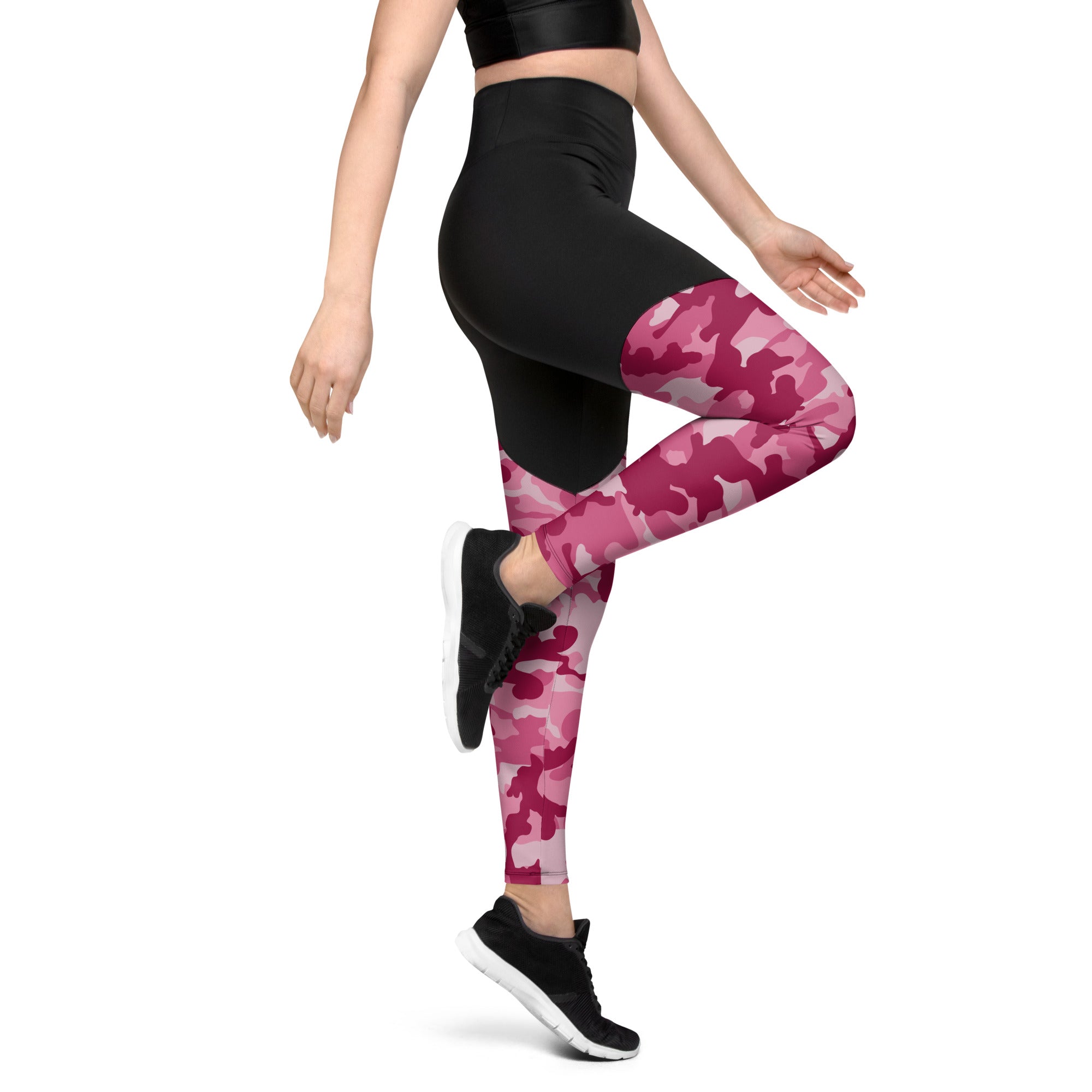 Sports Leggings- Camo Dark Pink