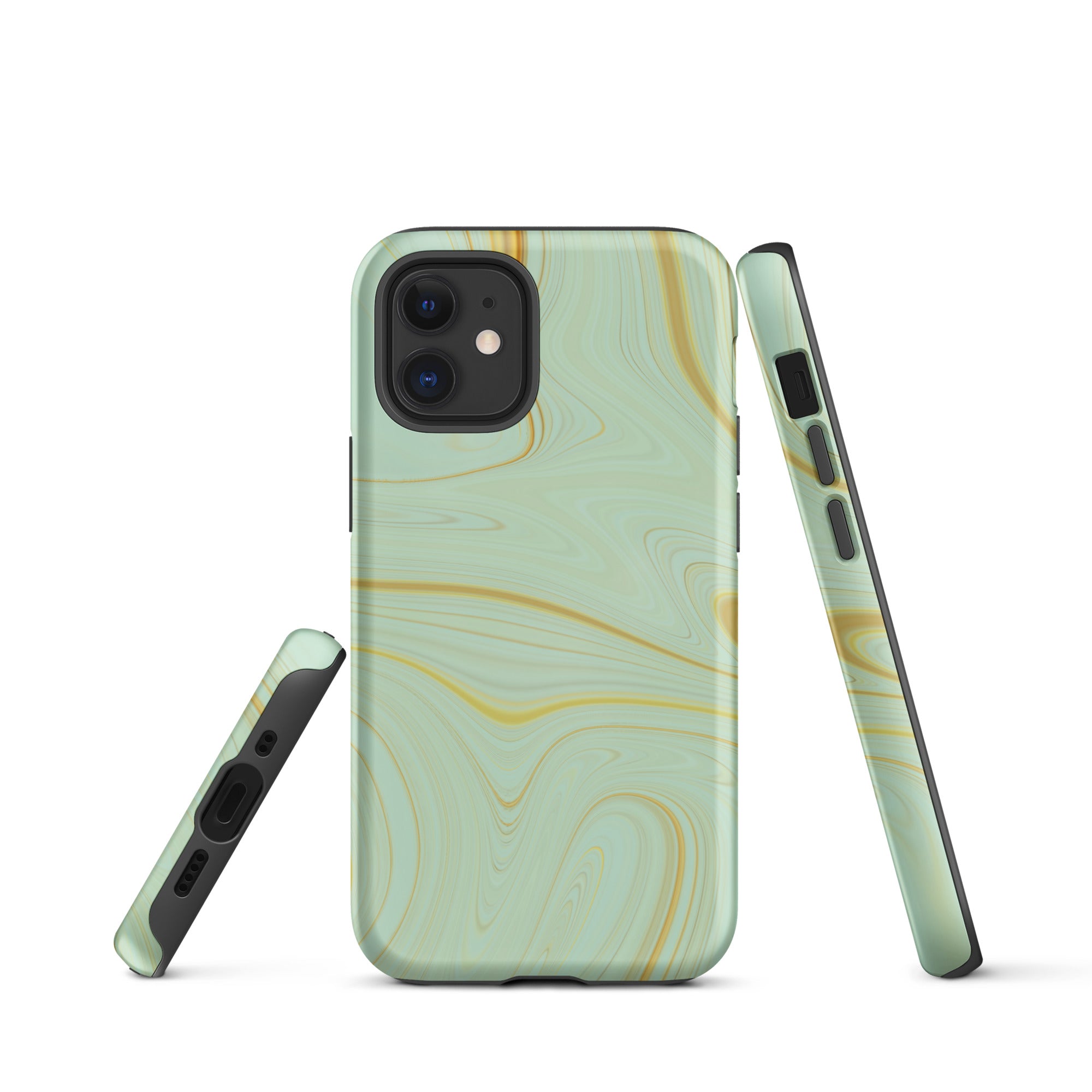 Tough Case for iPhone®- Liquid Gold Marble Green