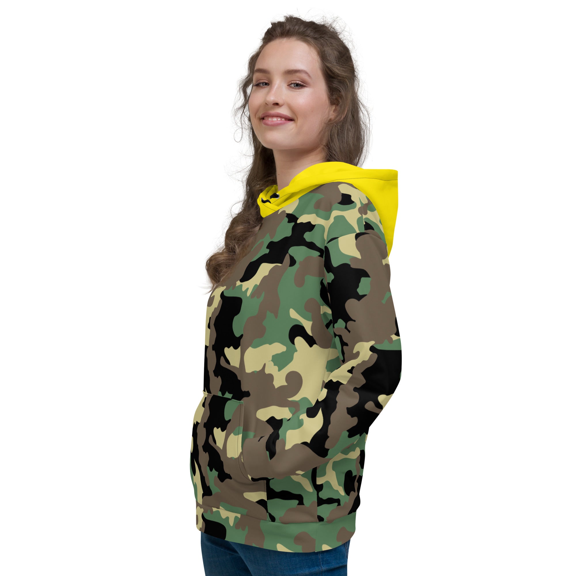 Unisex Hoodie-Jungle Camo with Highvisibility Yellow Hood