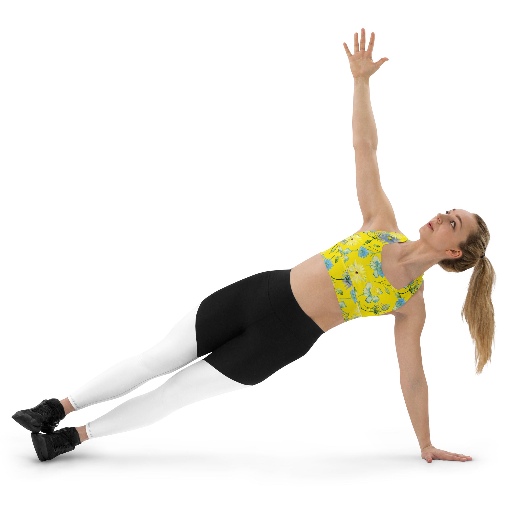Longline sports bra- Summer Flowers Yellow