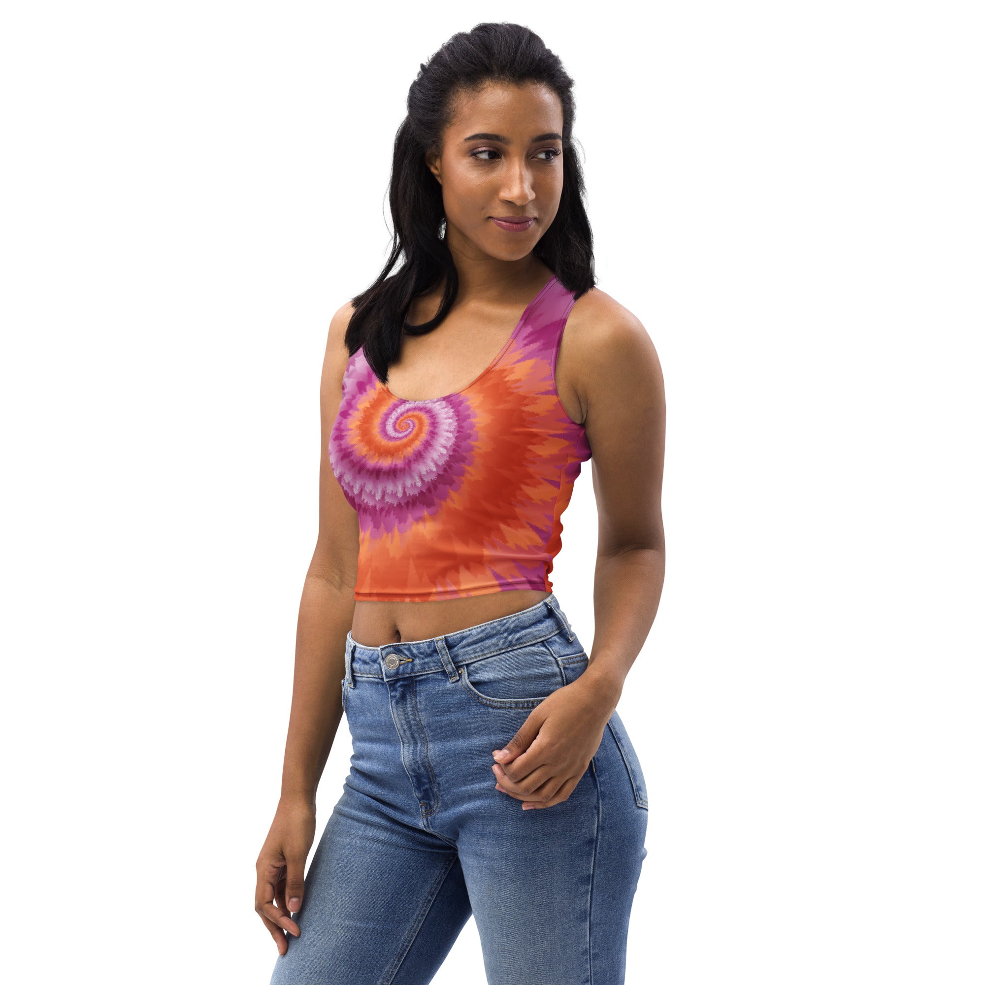Crop Top-Tie Dye Spiral - Lesbian
