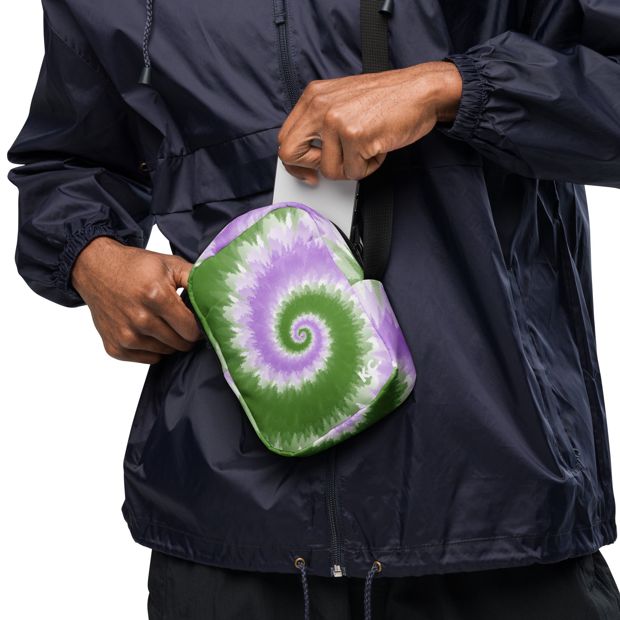Utility crossbody bag-Tie Dye Spiral - Genderqueer