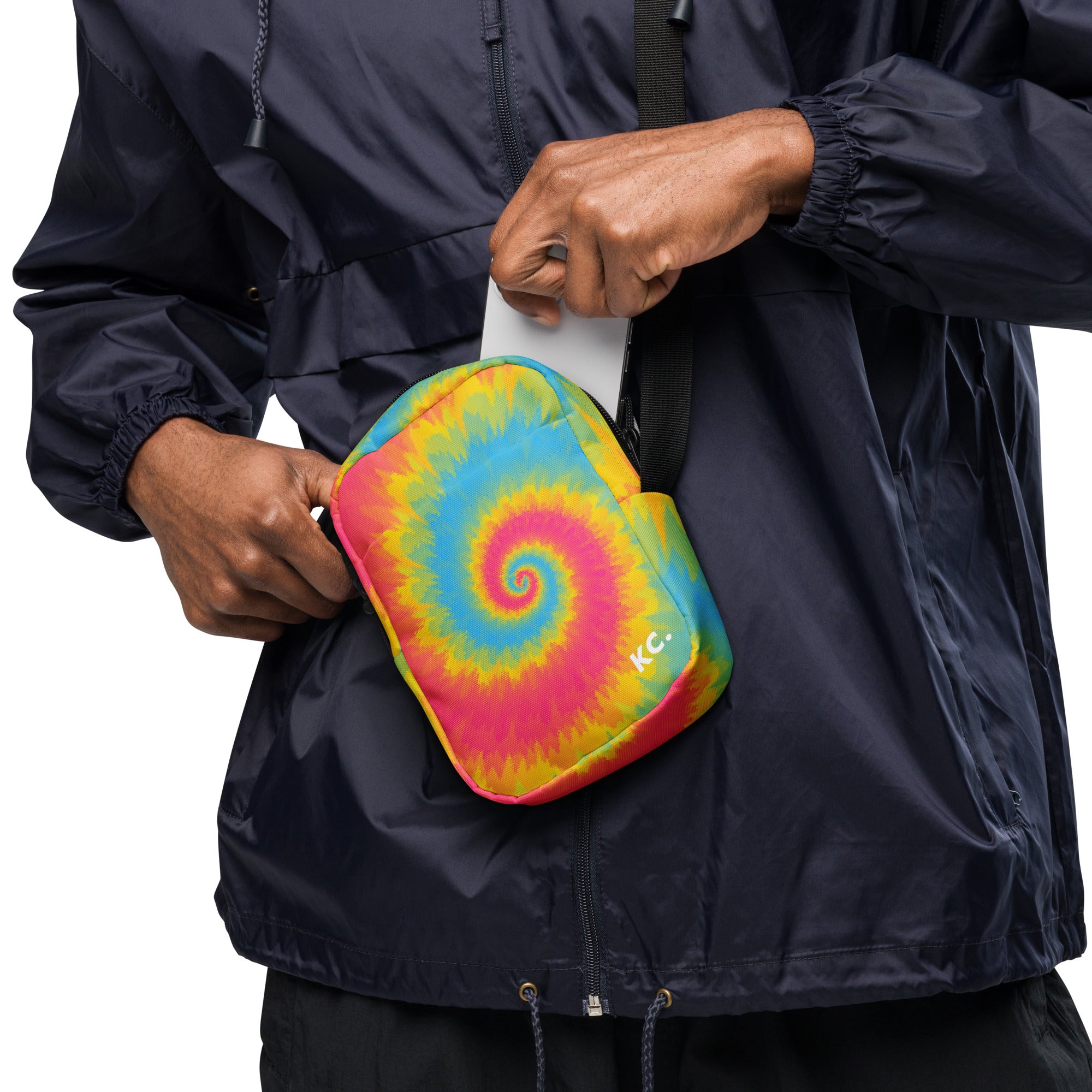 Utility crossbody bag-Tie Dye Spiral - Pansexual