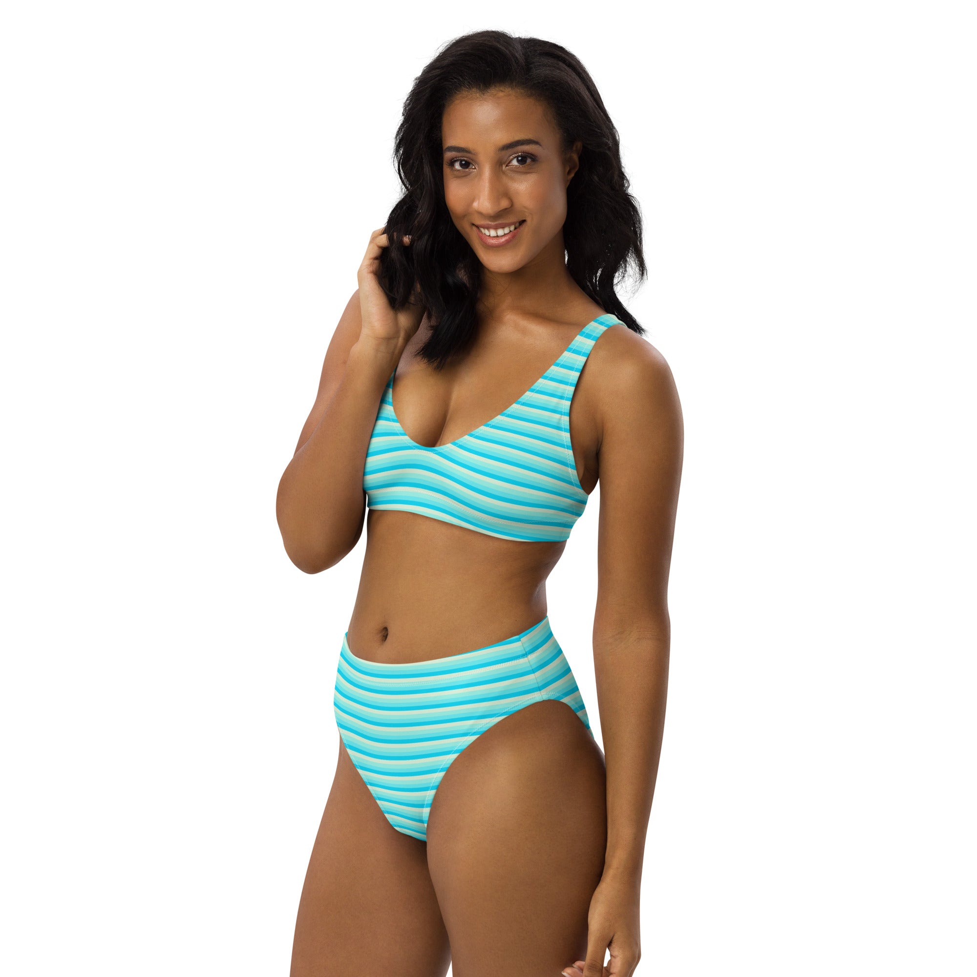 Recycled High-Waisted Colorful Striped Bikini XI