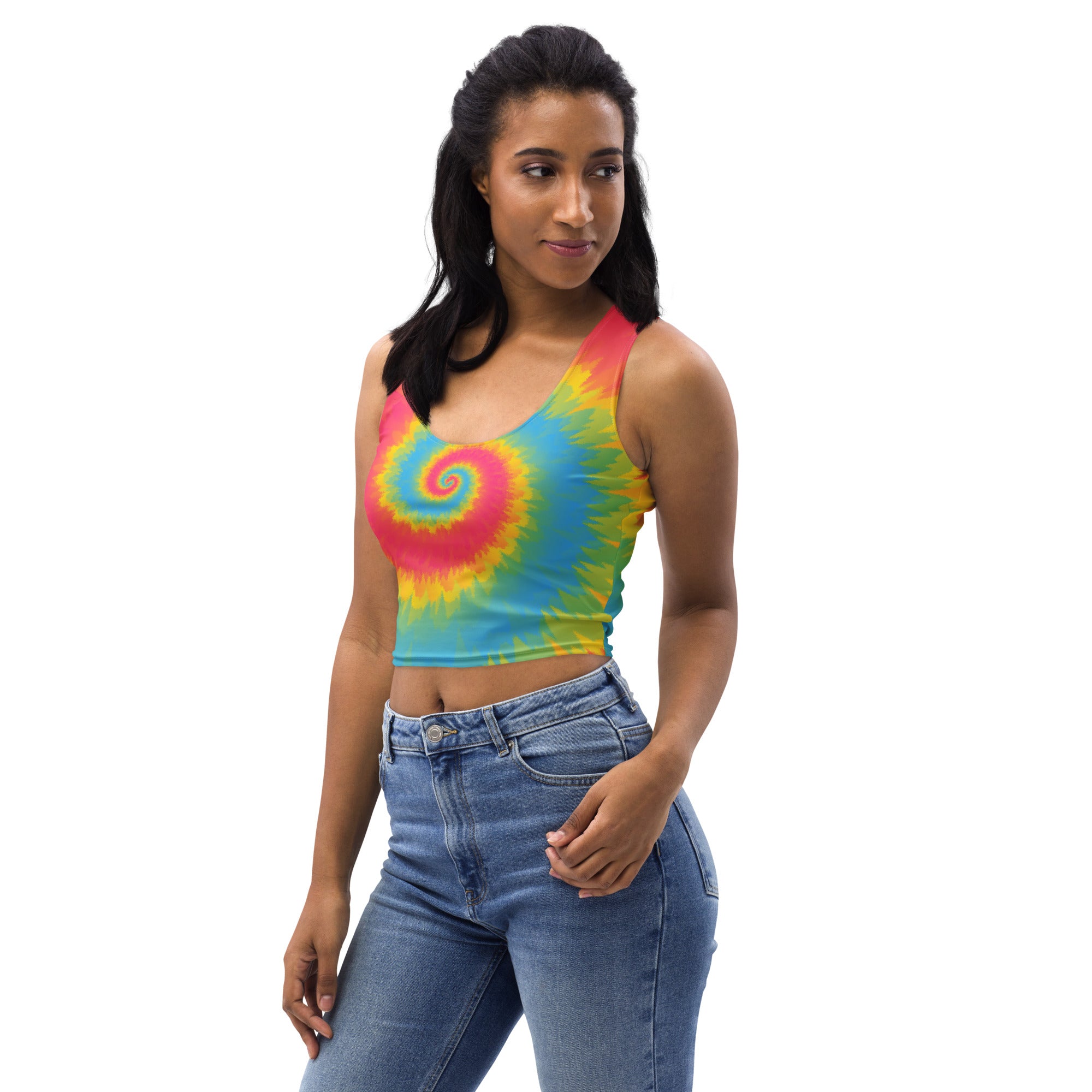 Crop Top-Tie Dye Spiral - Pansexual