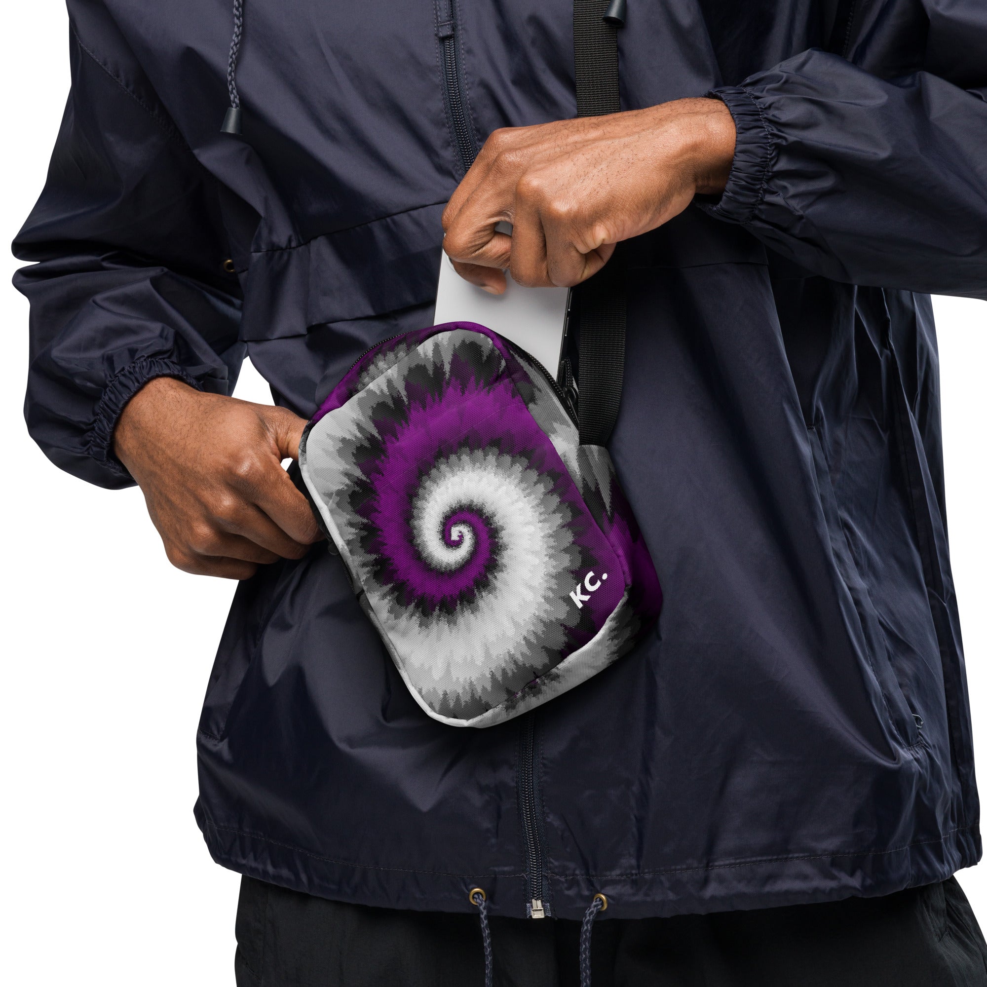Utility crossbody bag-Tie Dye Spiral - Asexual