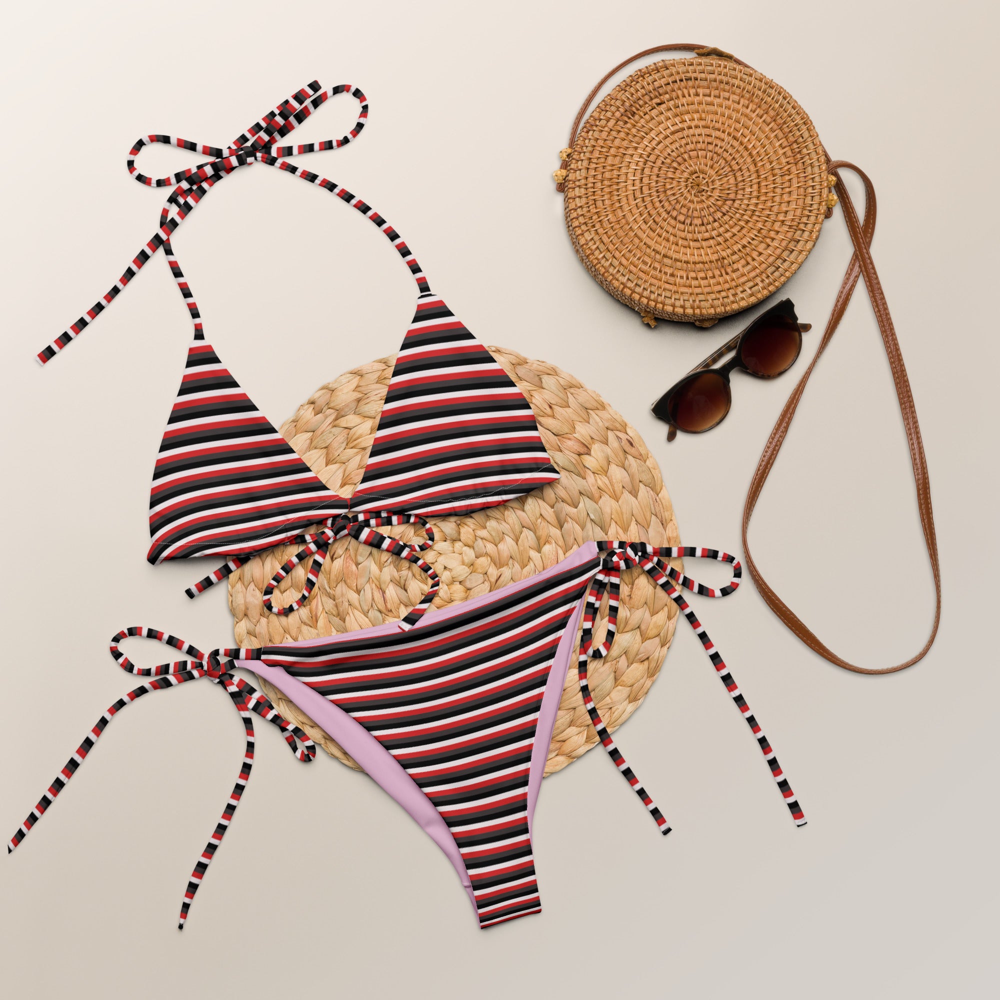 Recycled Colorful Striped String Bikini VIII