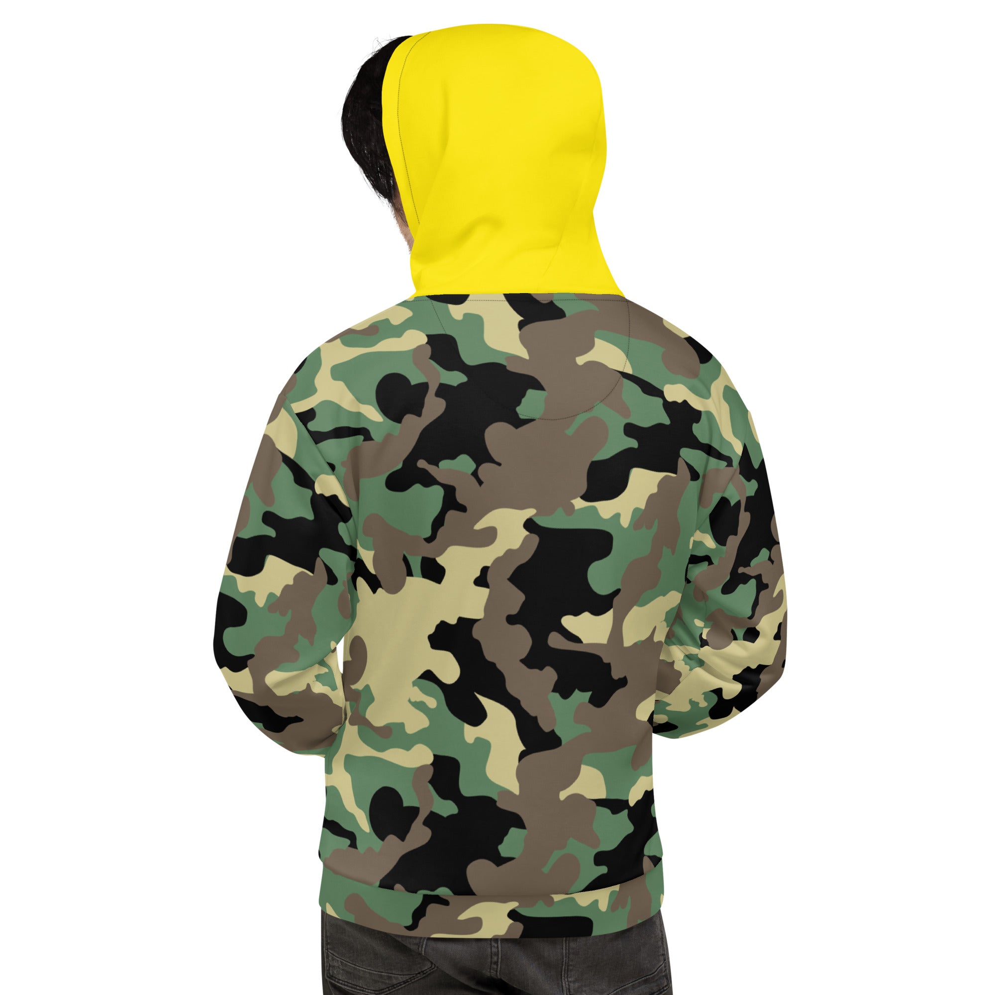 Unisex Hoodie-Jungle Camo with Highvisibility Yellow Hood