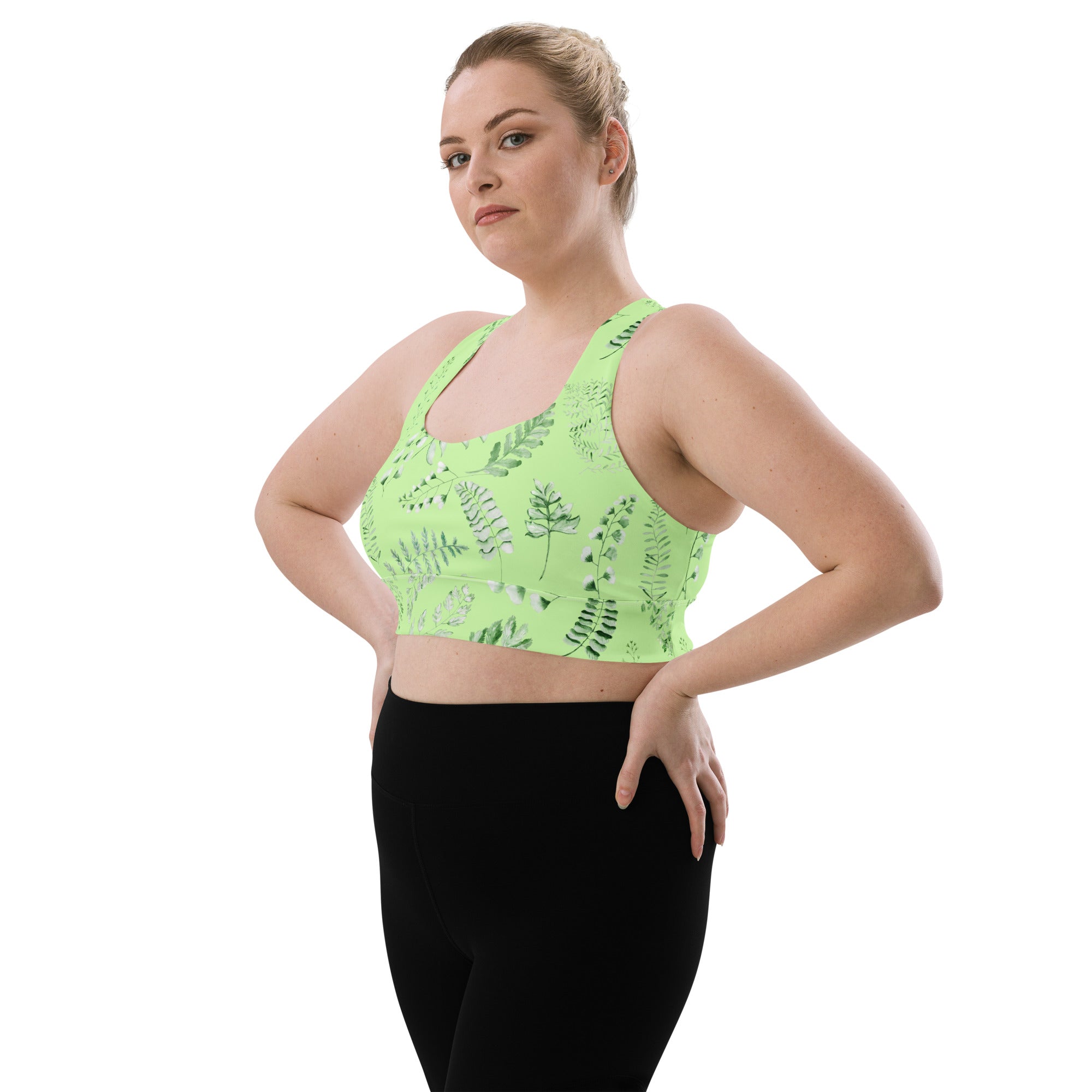 Longline sports bra- Green Fern