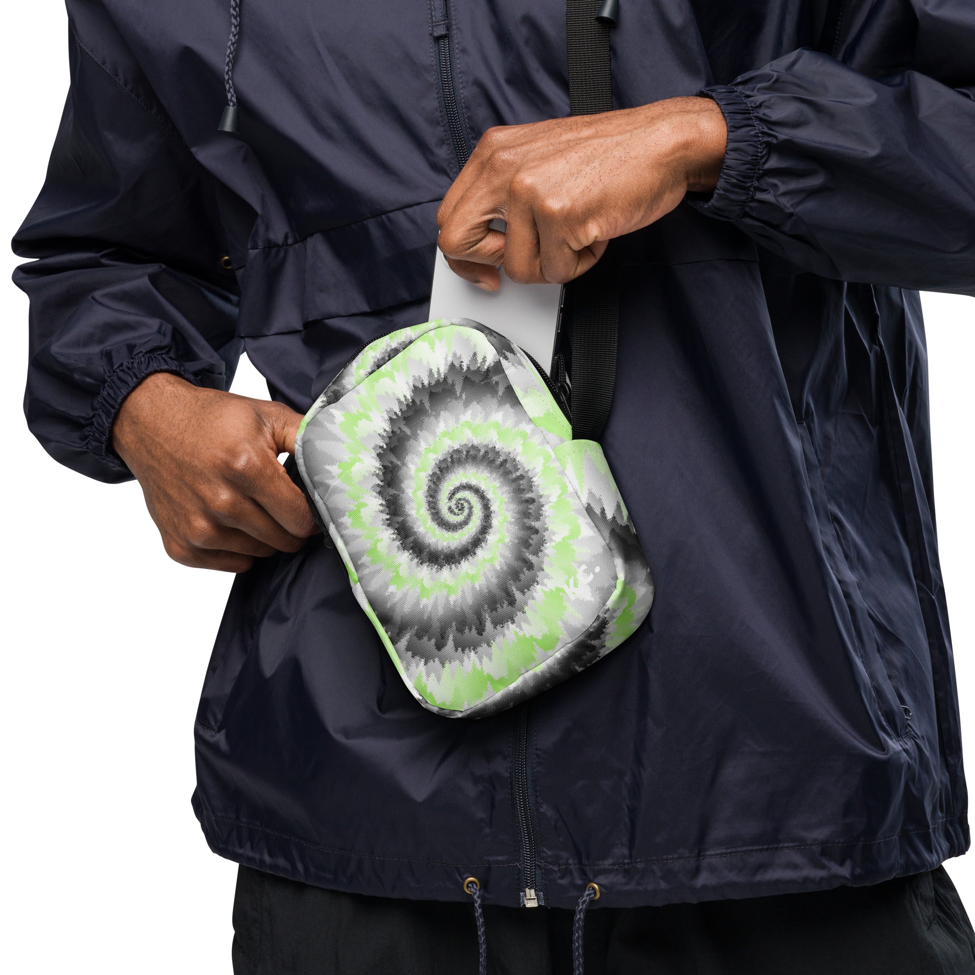 Utility crossbody bag-Tie Dye Spiral - Agender