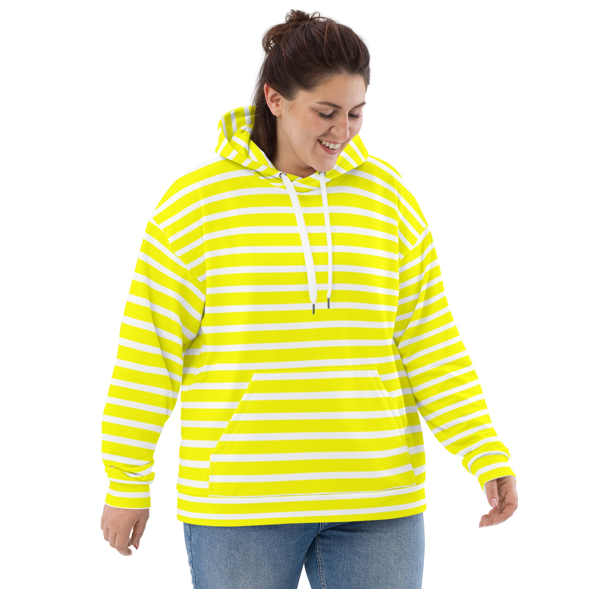 Unisex Hoodie- White and Yellow Striped