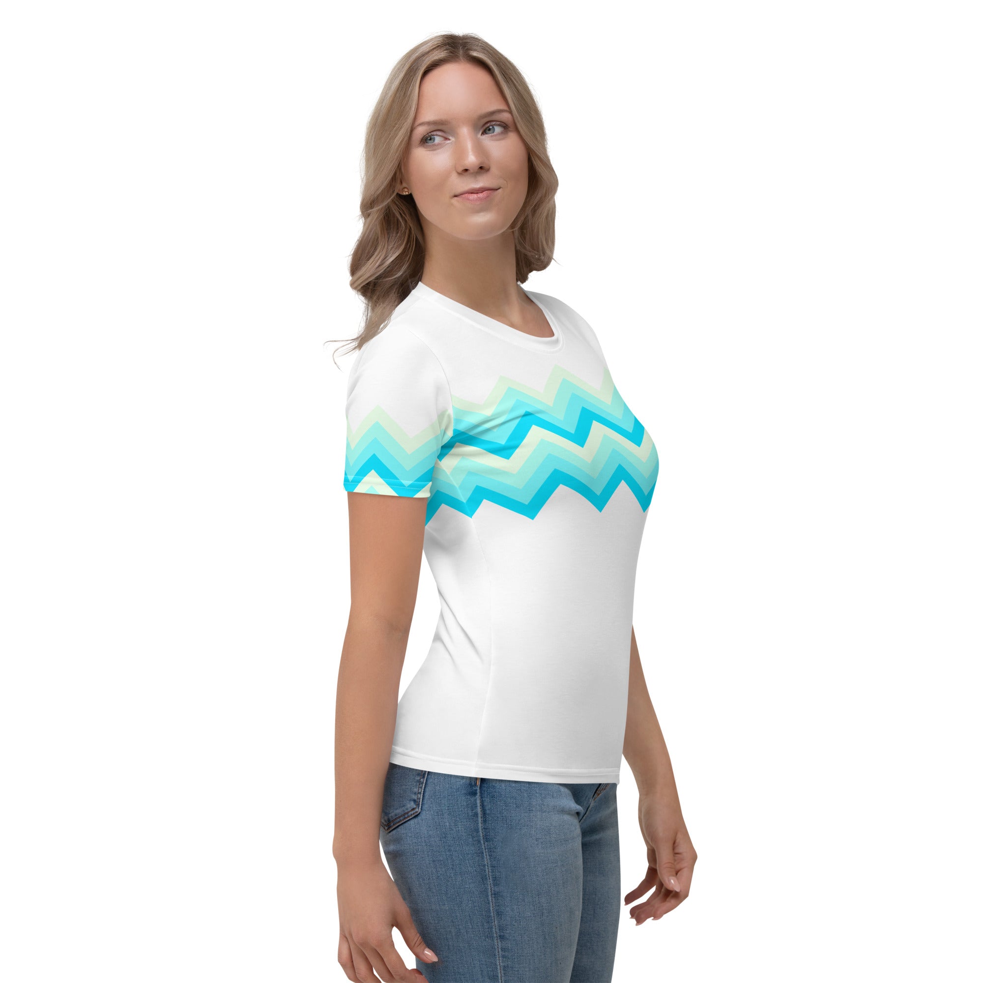 Women's T-shirt-Multicolor Zigzag II-White