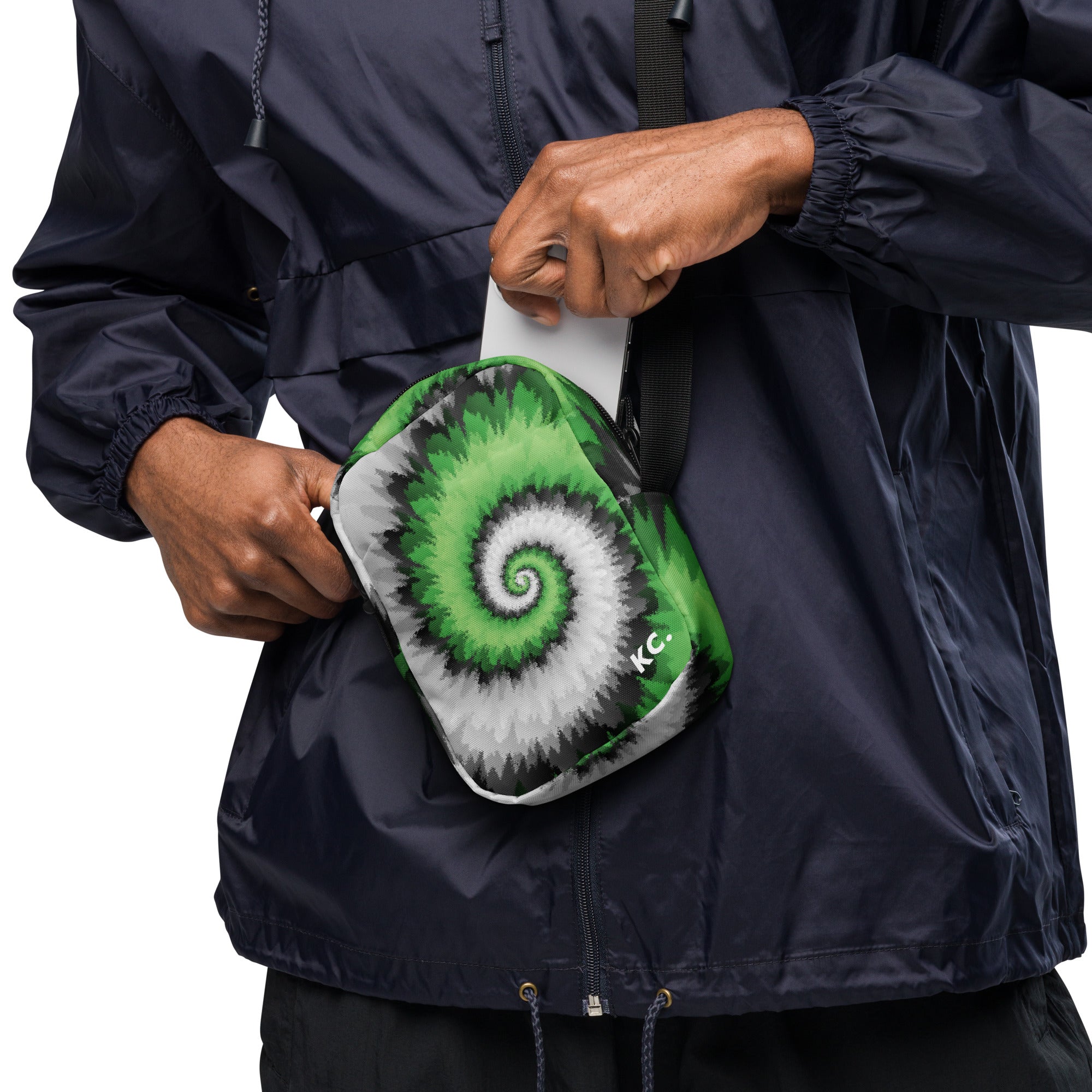 Utility crossbody bag-Tie Dye Spiral - Aromantic