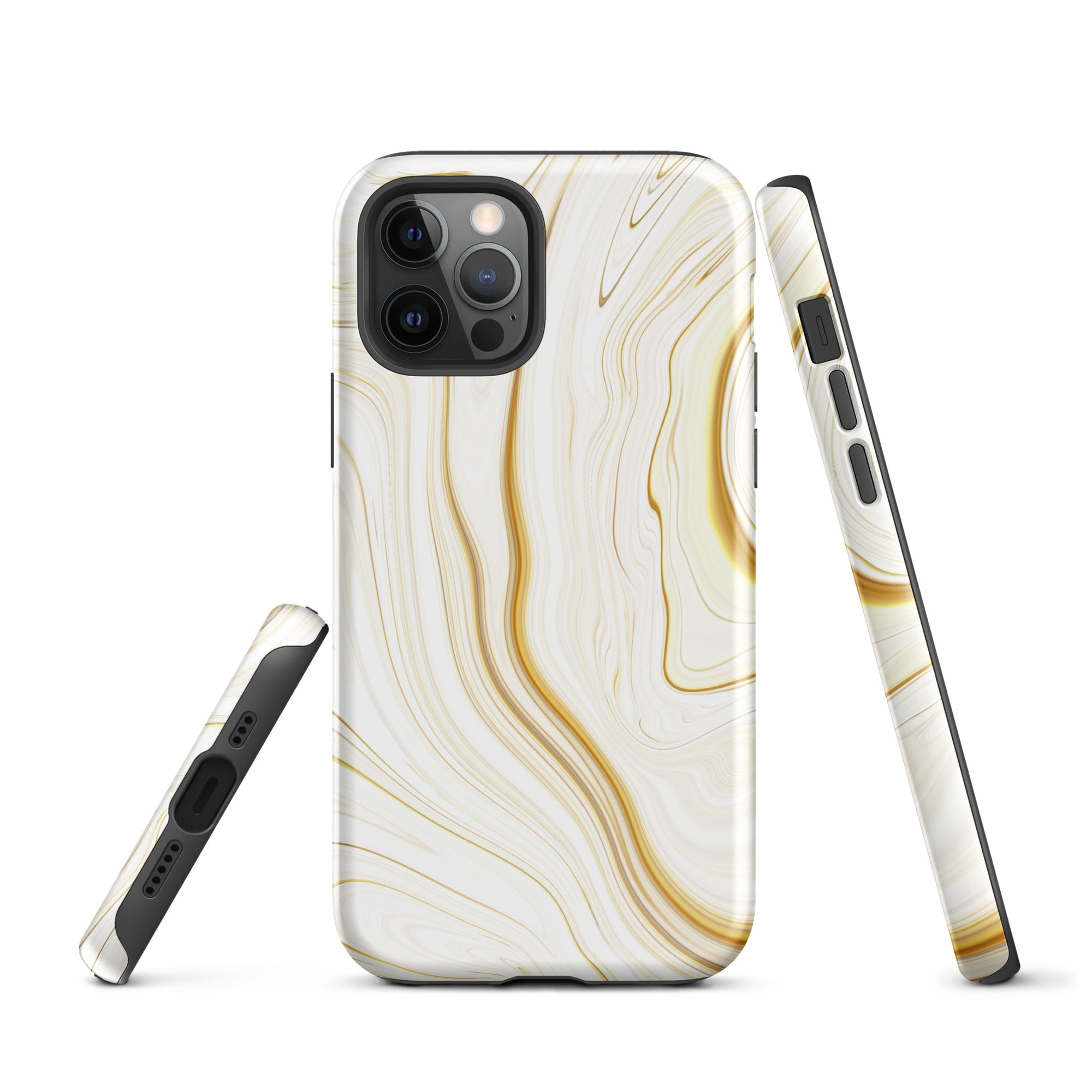 Tough Case for iPhone®- Liquid Gold Marble White