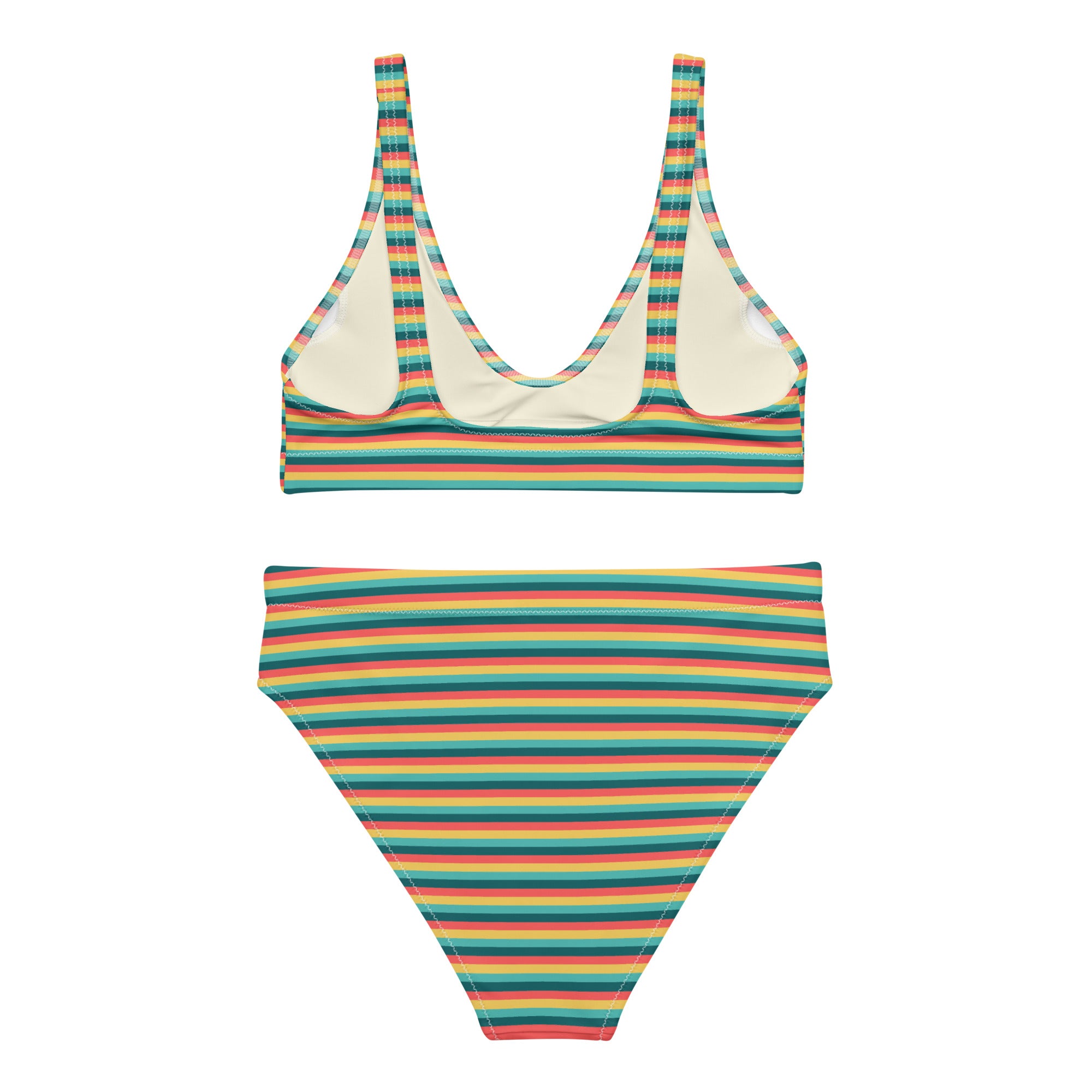 Recycled High-Waisted Colorful Striped Bikini X