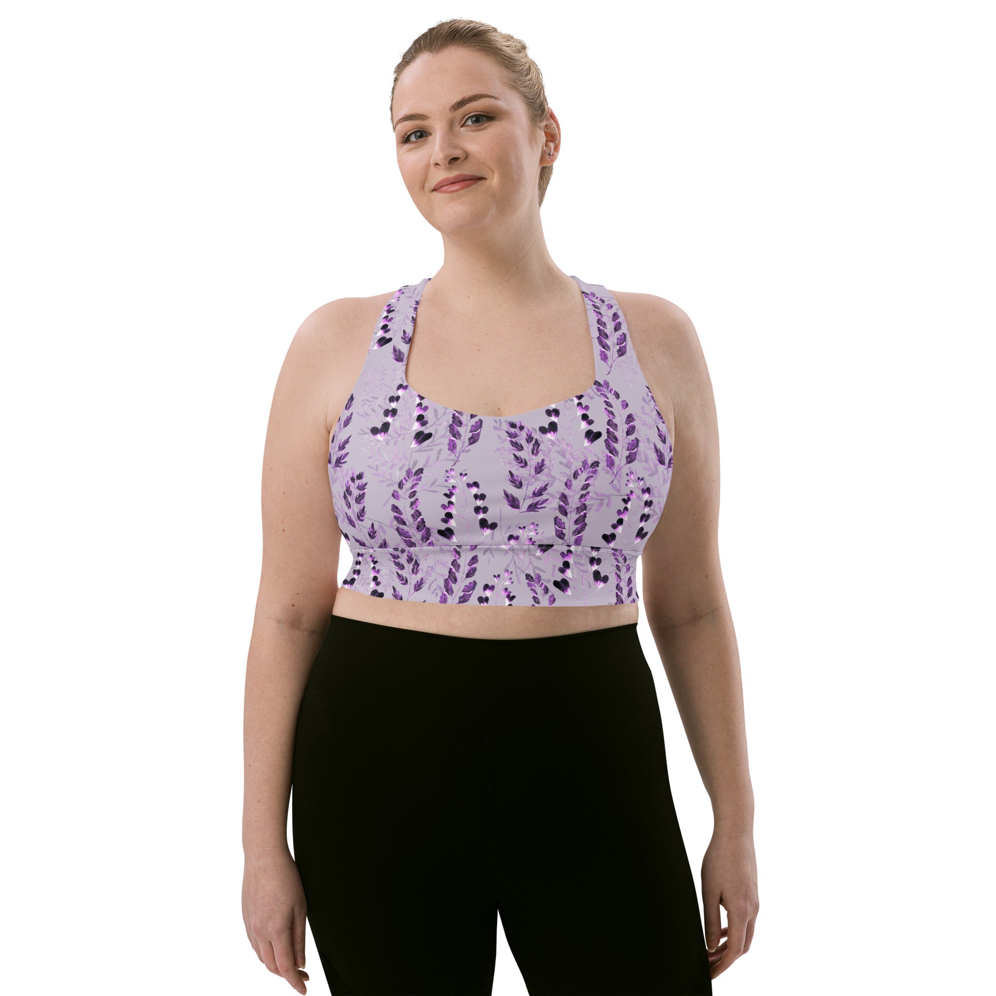 Longline sports bra- Purple Fern