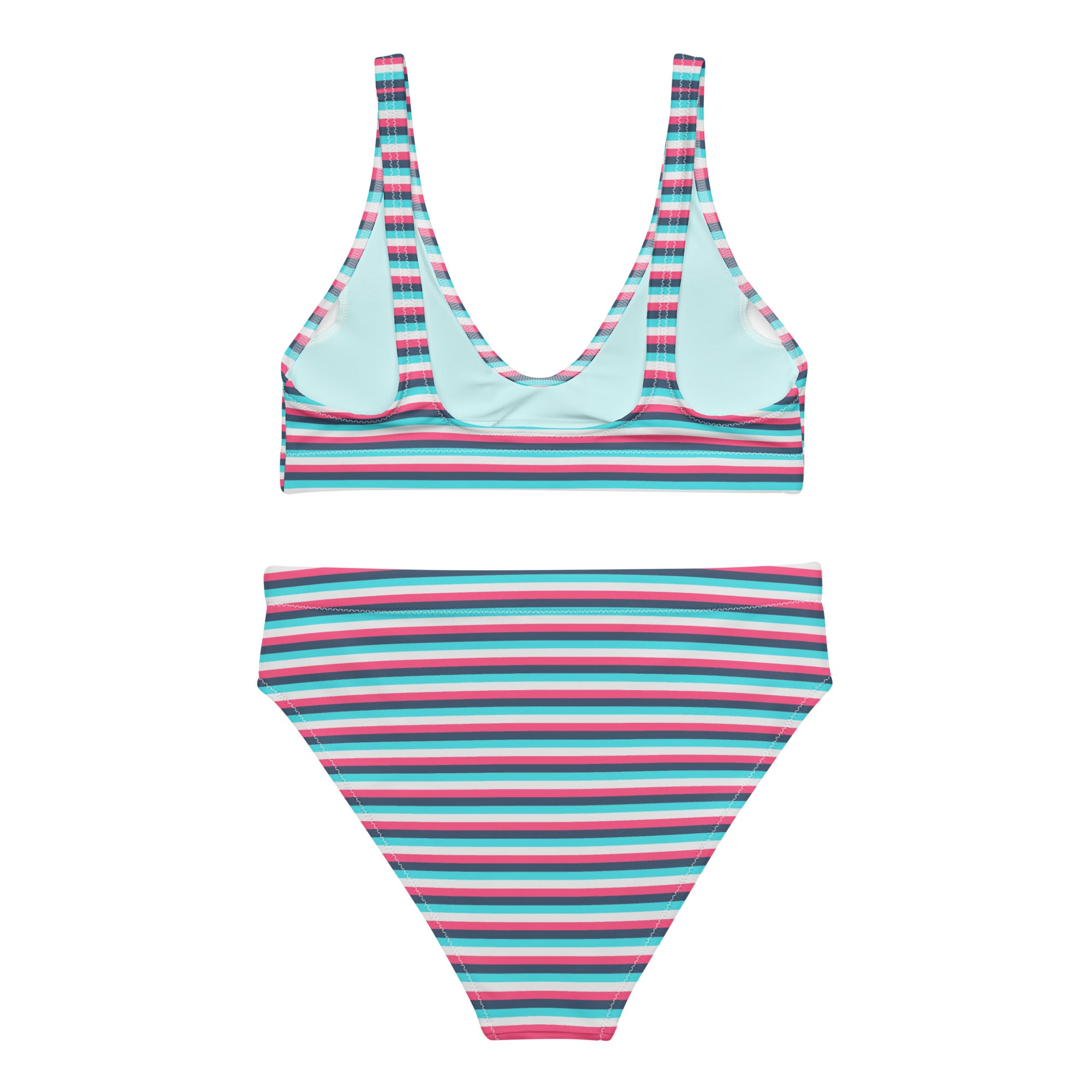 Recycled High-Waisted Colorful Striped Bikini IV