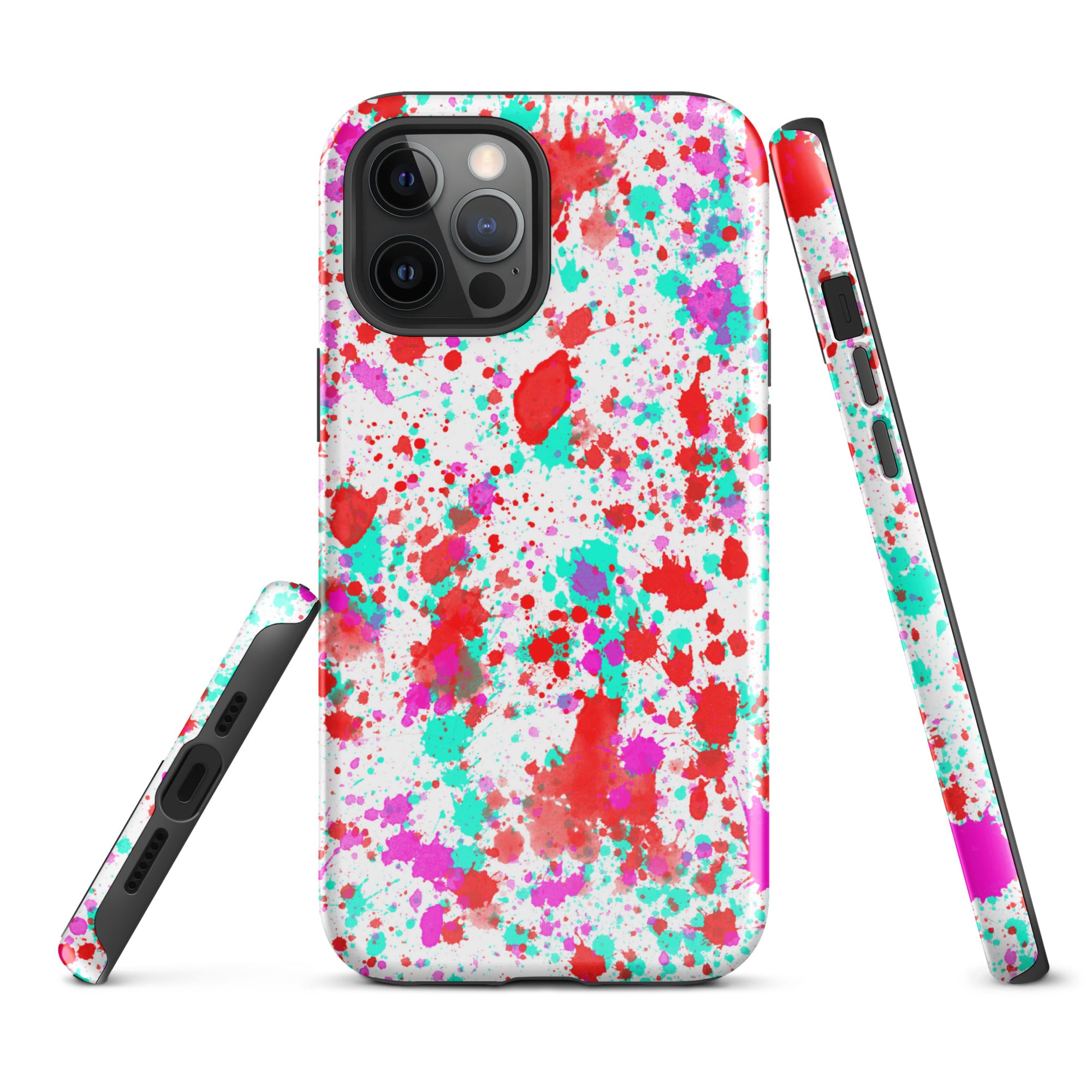 Tough Case for iPhone®- Paint Splatter Red with Cyan