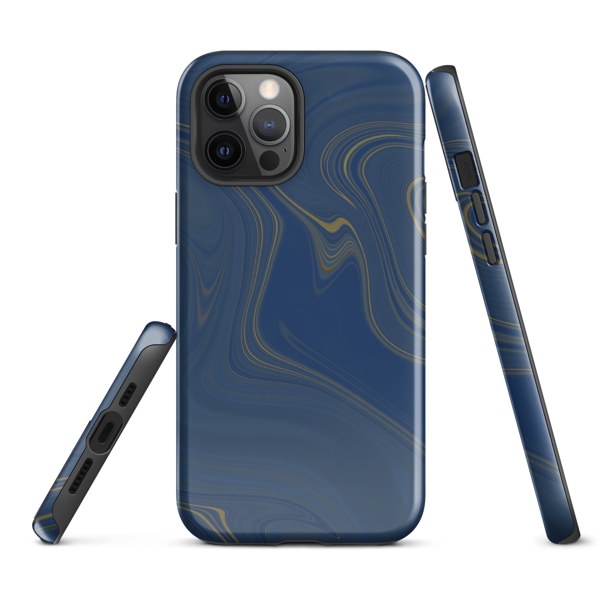 Tough Case for iPhone®- Liquid Gold Marble Blue