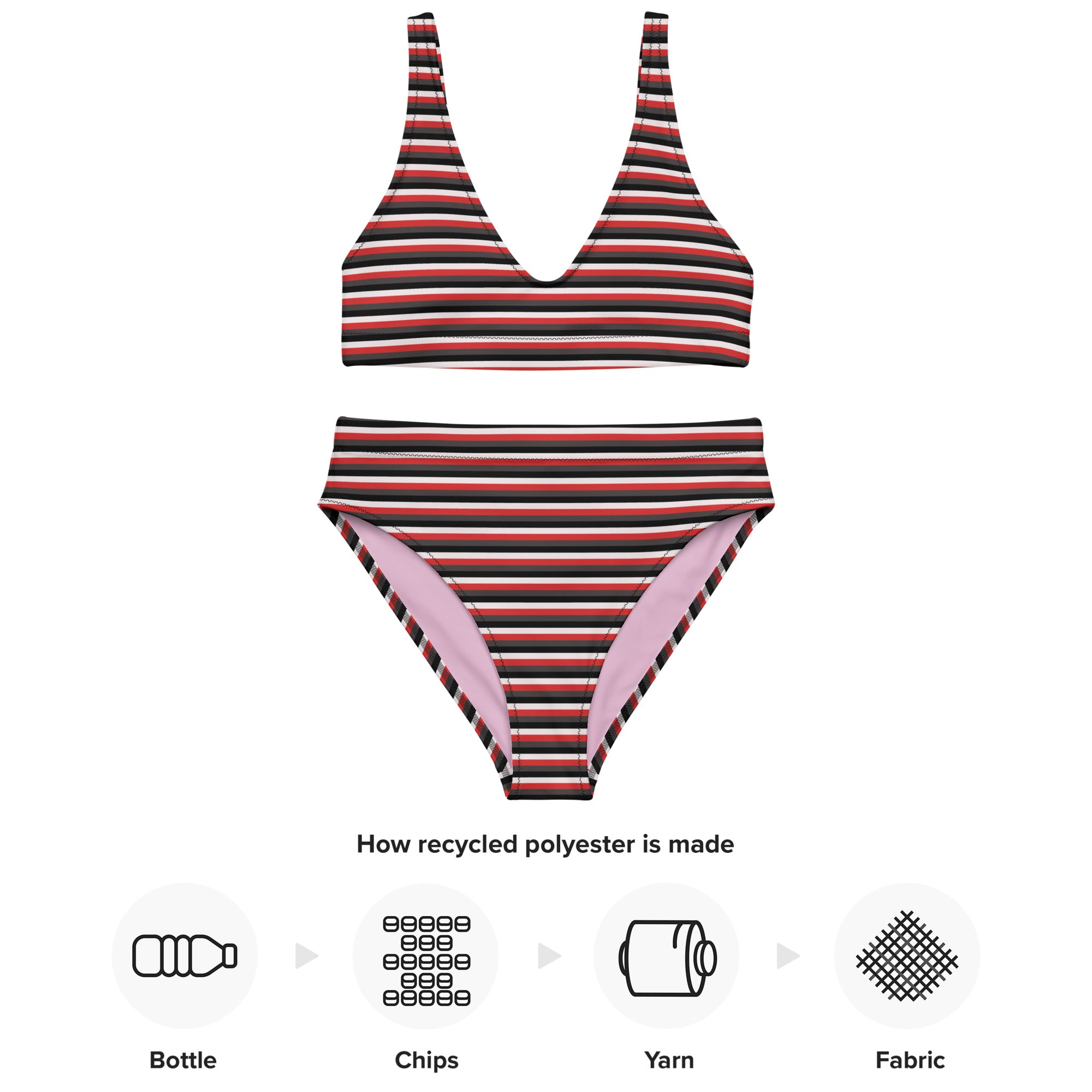 Recycled High-Waisted Colorful Striped Bikini VIII