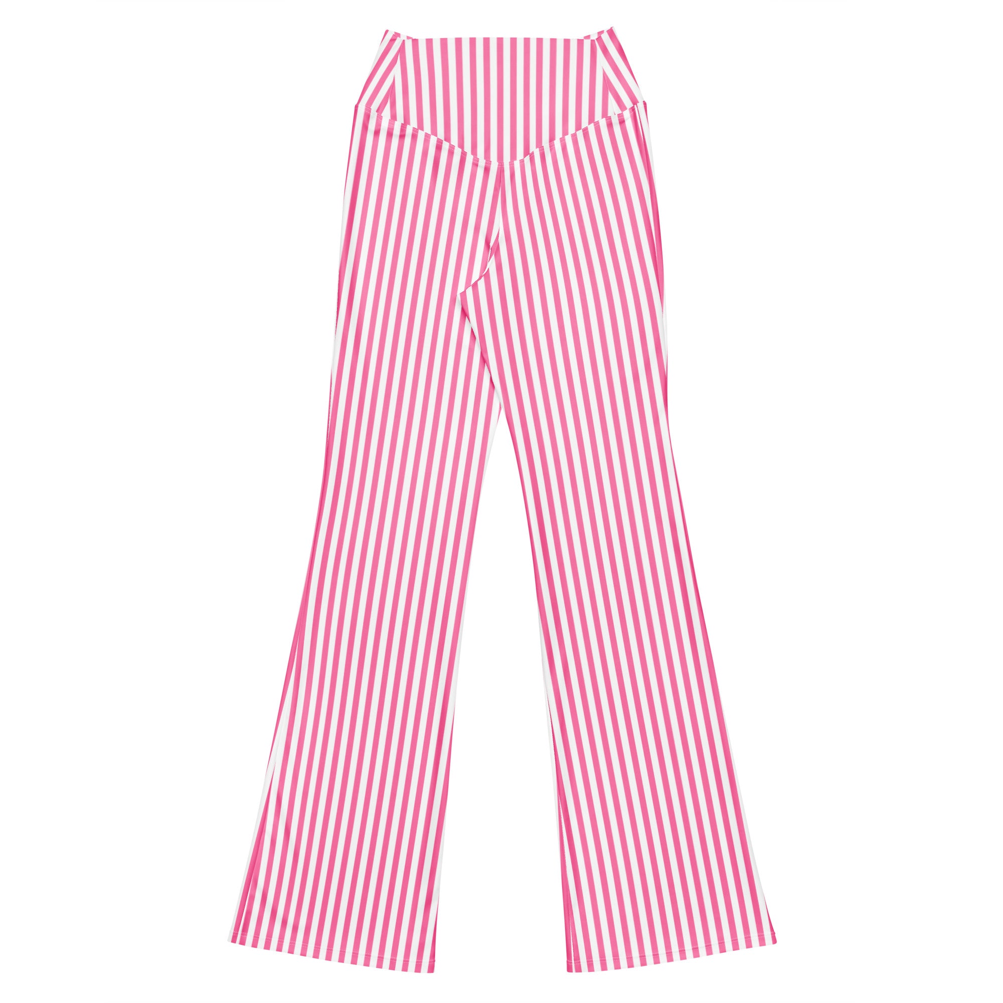 Flare leggings- White and Pink Stripes